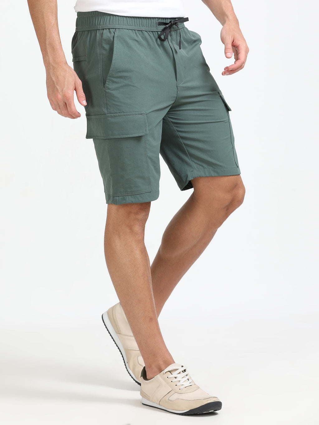 Men Parachute Cargo Shorts-Ft Green