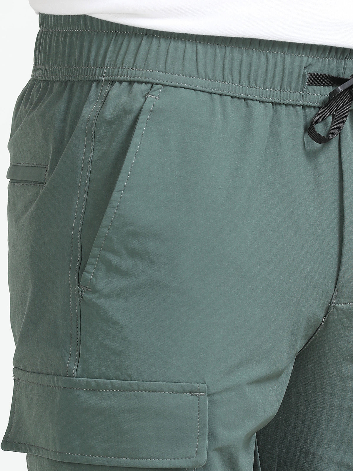 Men Parachute Cargo Shorts-Ft Green