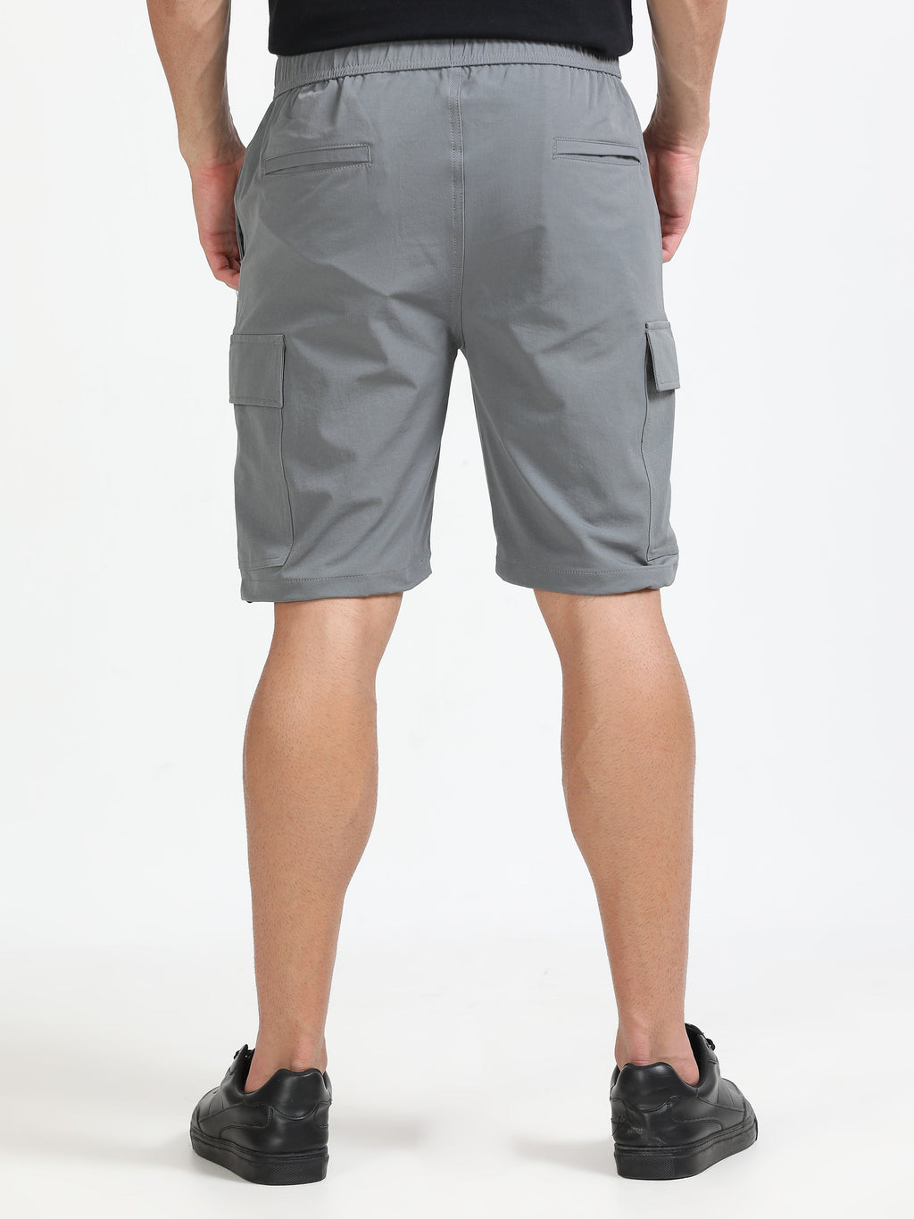 Men Parachute Cargo Shorts-Lt Grey