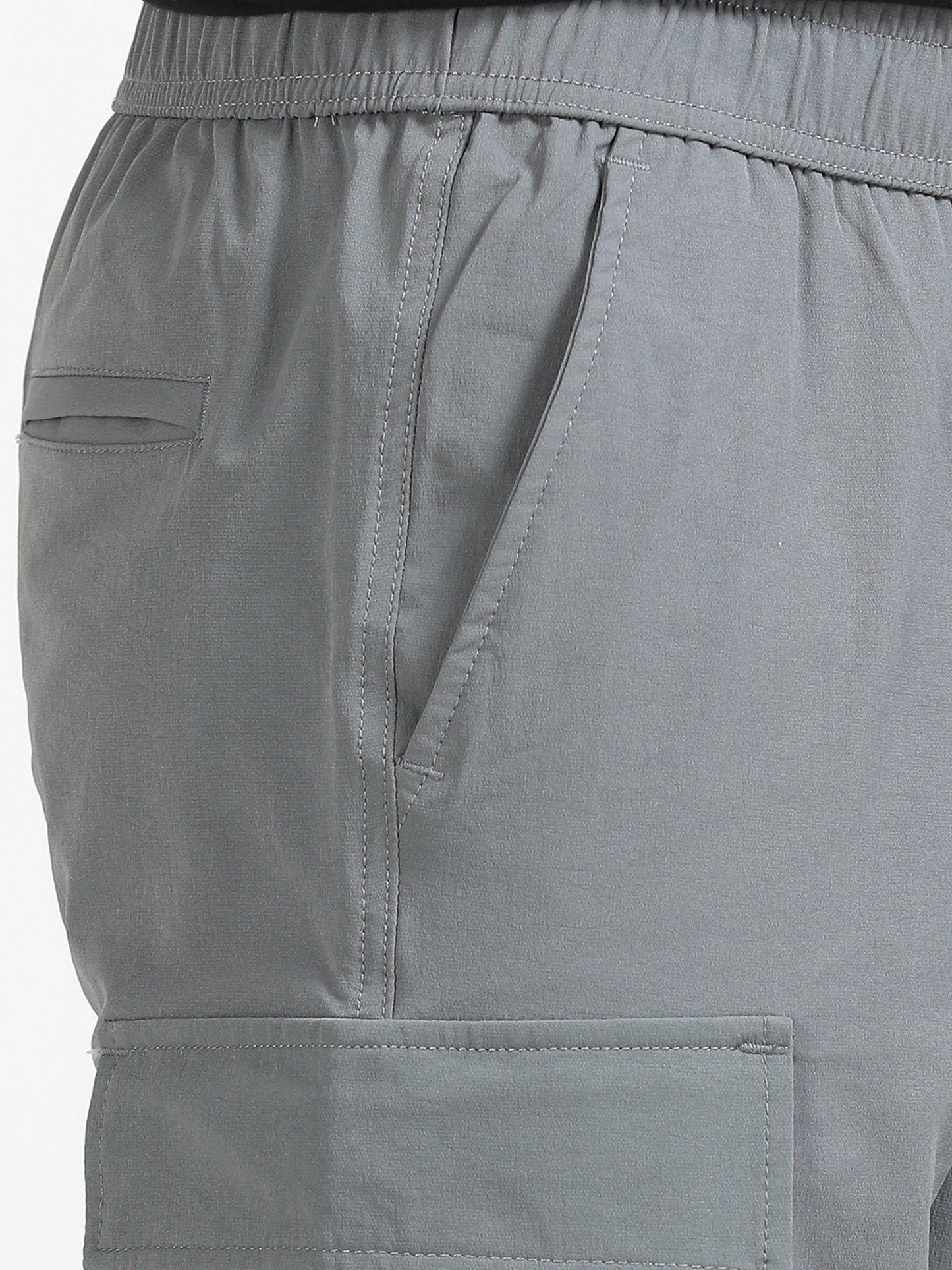 Men Parachute Cargo Shorts-Lt Grey