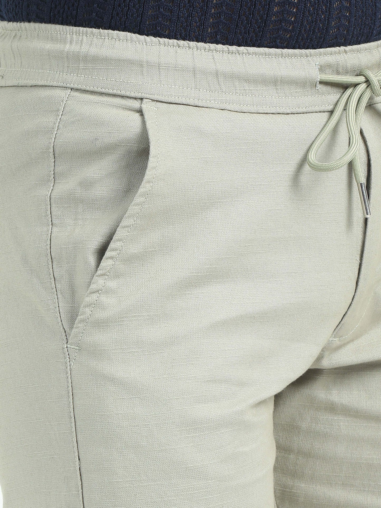 Men Comfy Linen Trousers-Fern