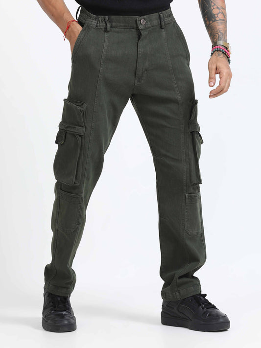 TwillTrek Overdyed Denim Cargo In Olive