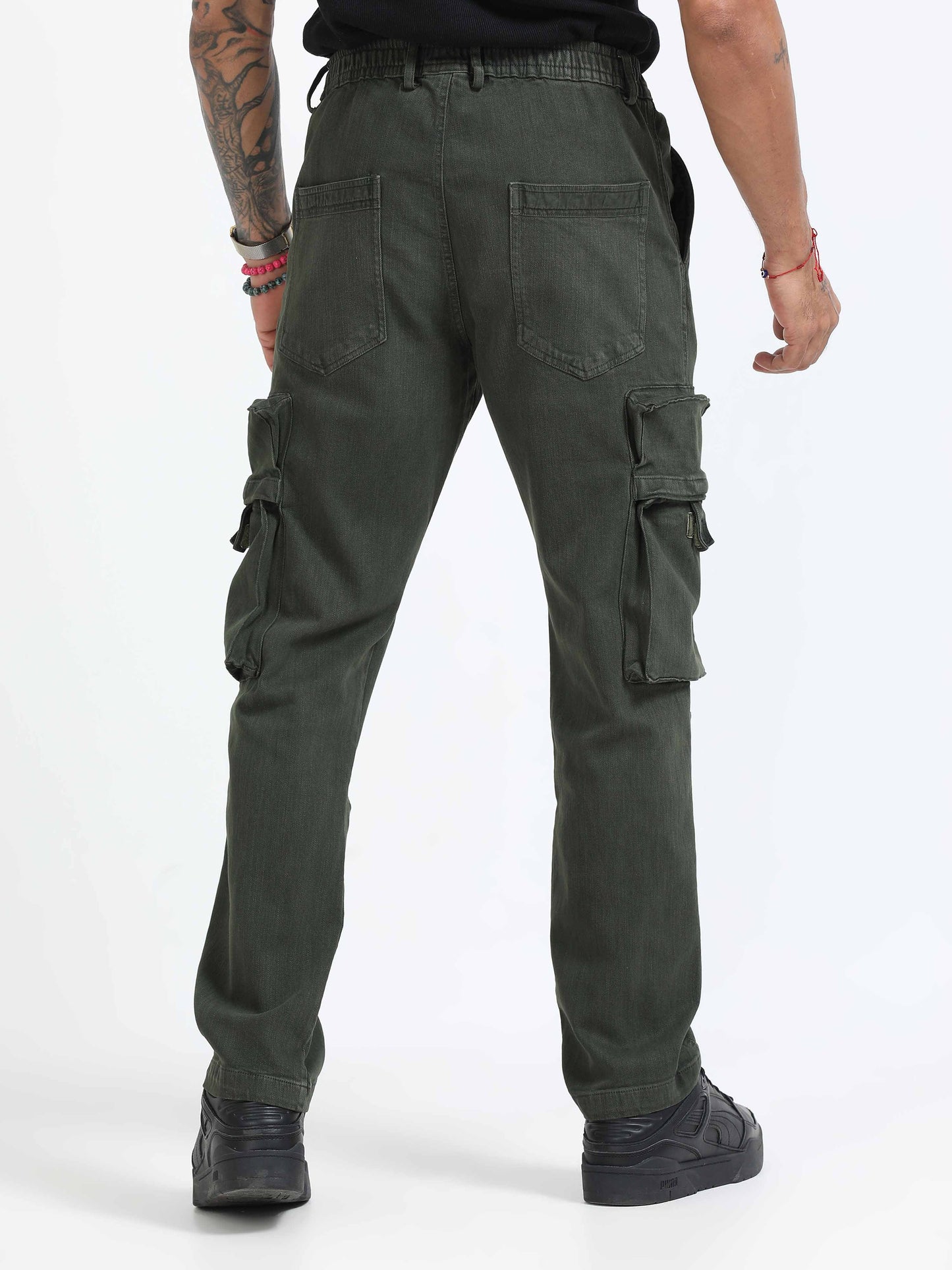TwillTrek Overdyed Denim Cargo In Olive