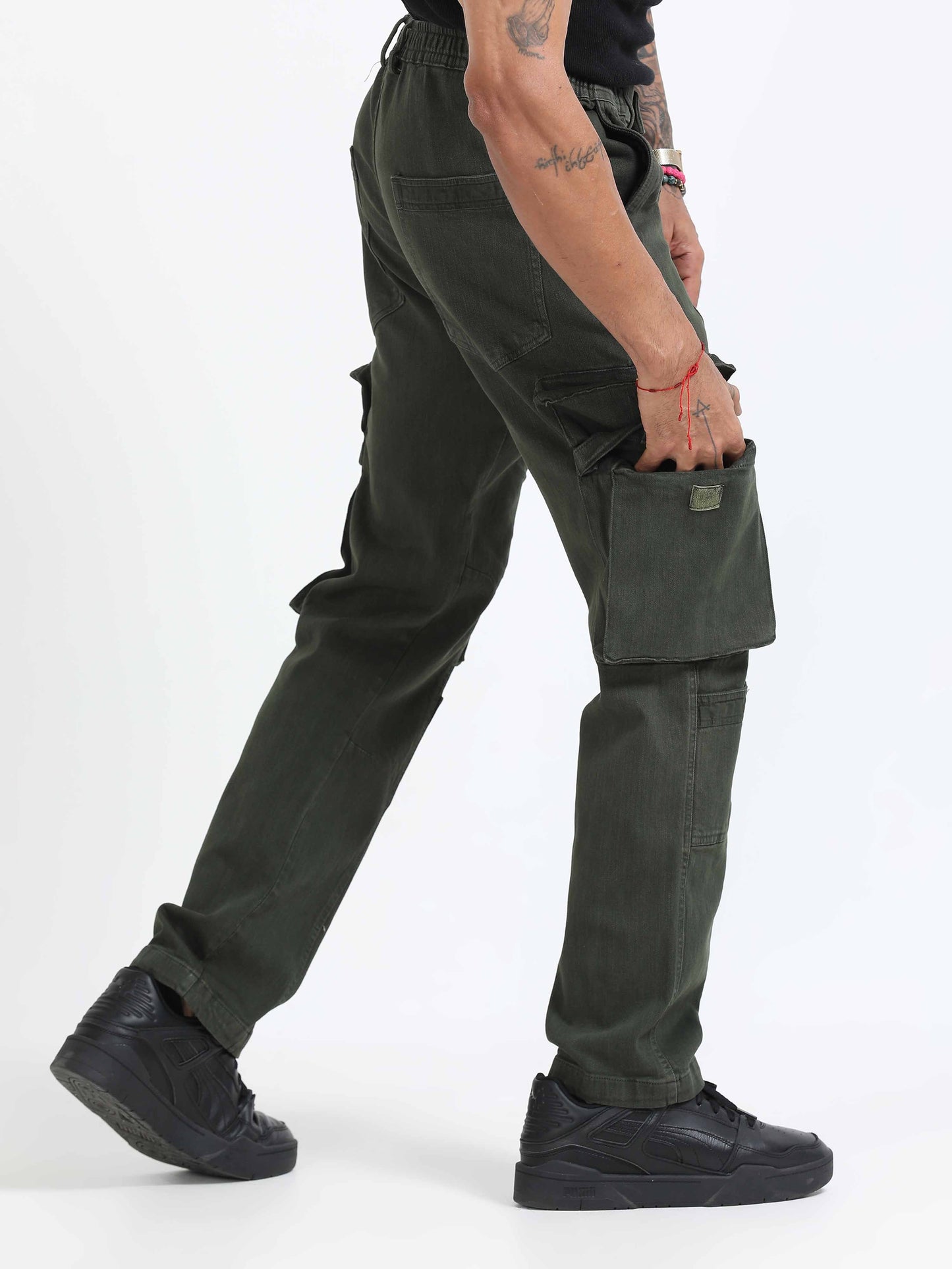 TwillTrek Overdyed Denim Cargo In Olive