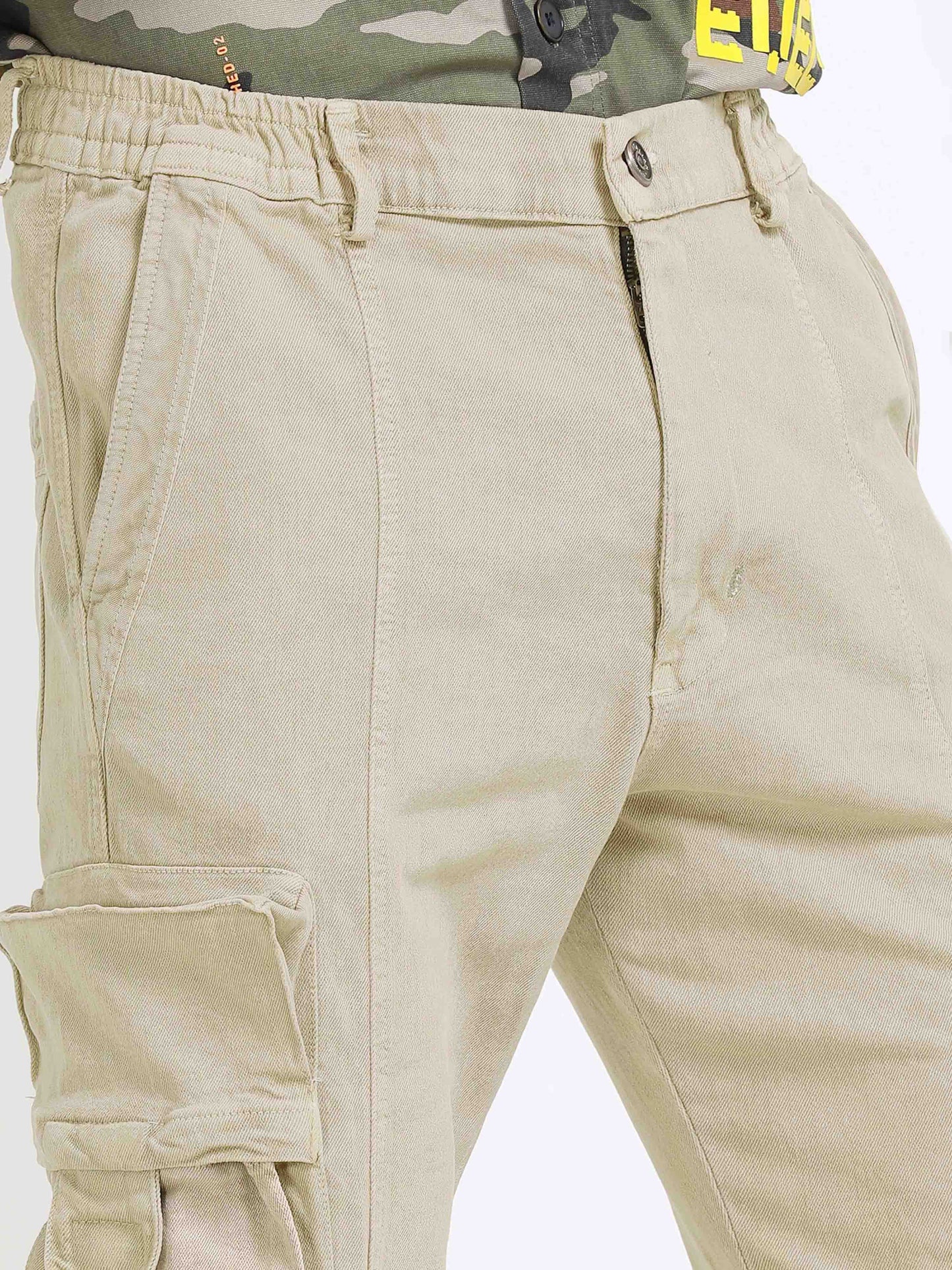 TwillTrek Overdyed Denim Cargo In Cream