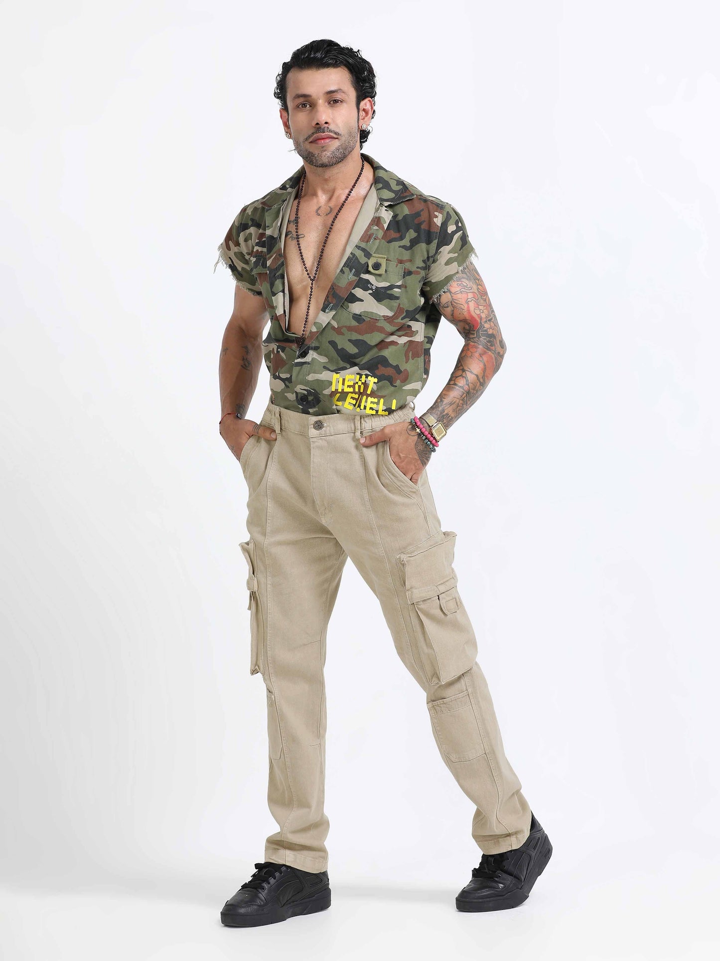 TwillTrek Overdyed Denim Cargo In Cream