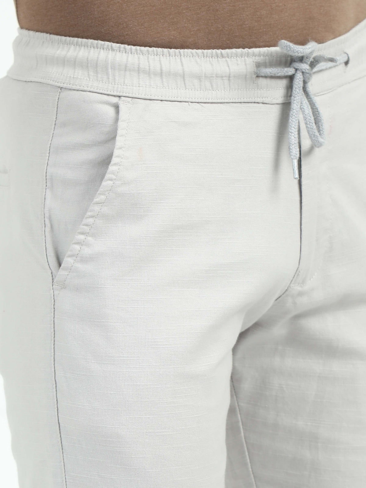 Men Comfy Linen Trousers-Lt Grey