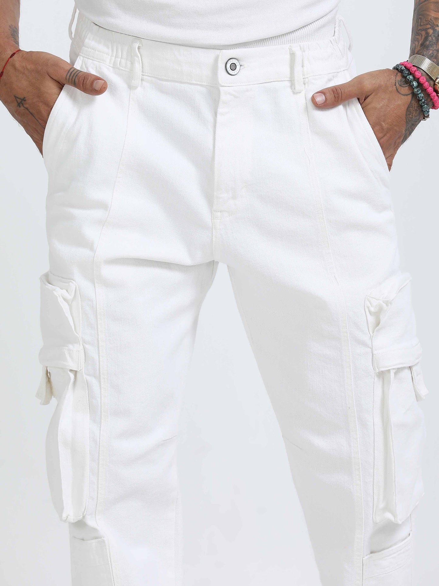 TwillTrek Overdyed Denim Cargo In White