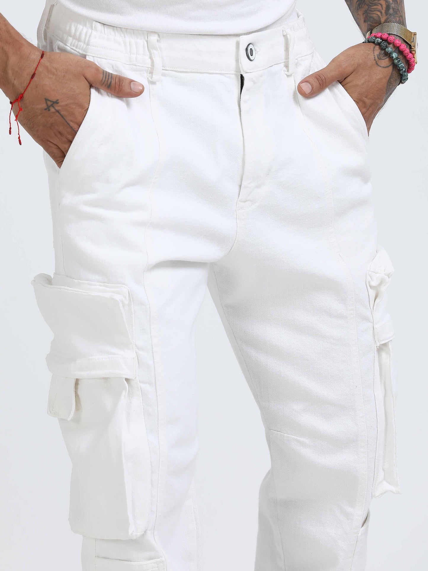 TwillTrek Overdyed Denim Cargo In White
