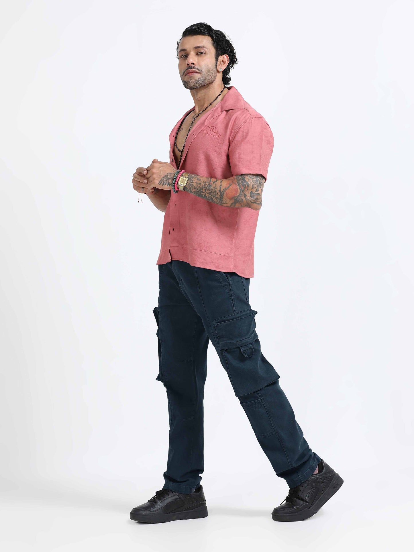 TwillTrek Overdyed Denim Cargo In Ash Blue