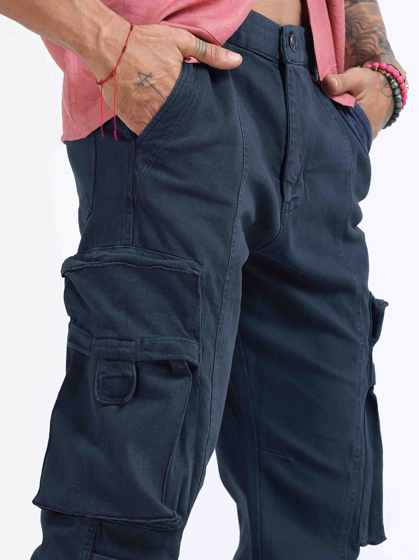 TwillTrek Overdyed Denim Cargo In Ash Blue