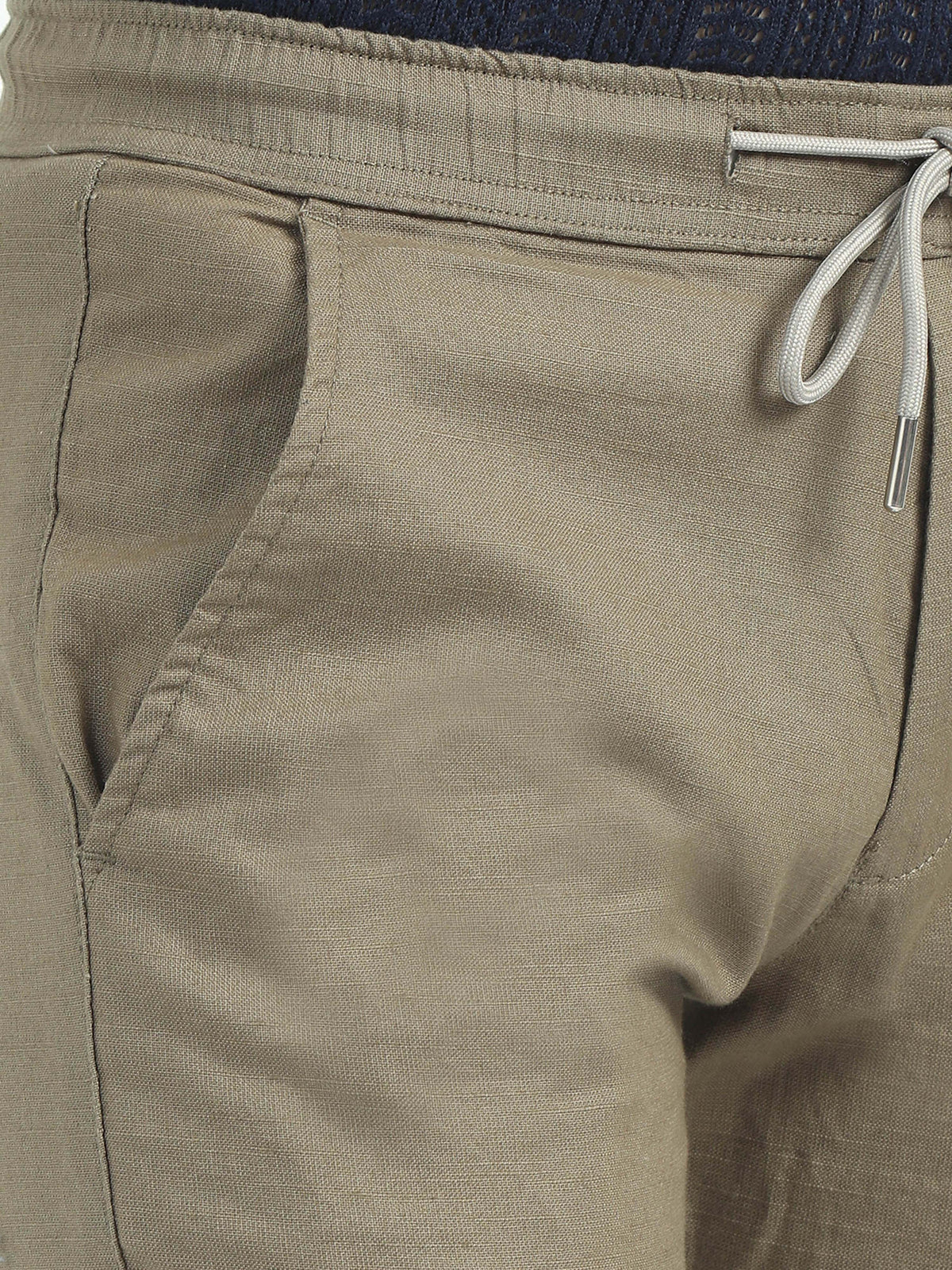 Men Comfy Linen Trousers-Olive