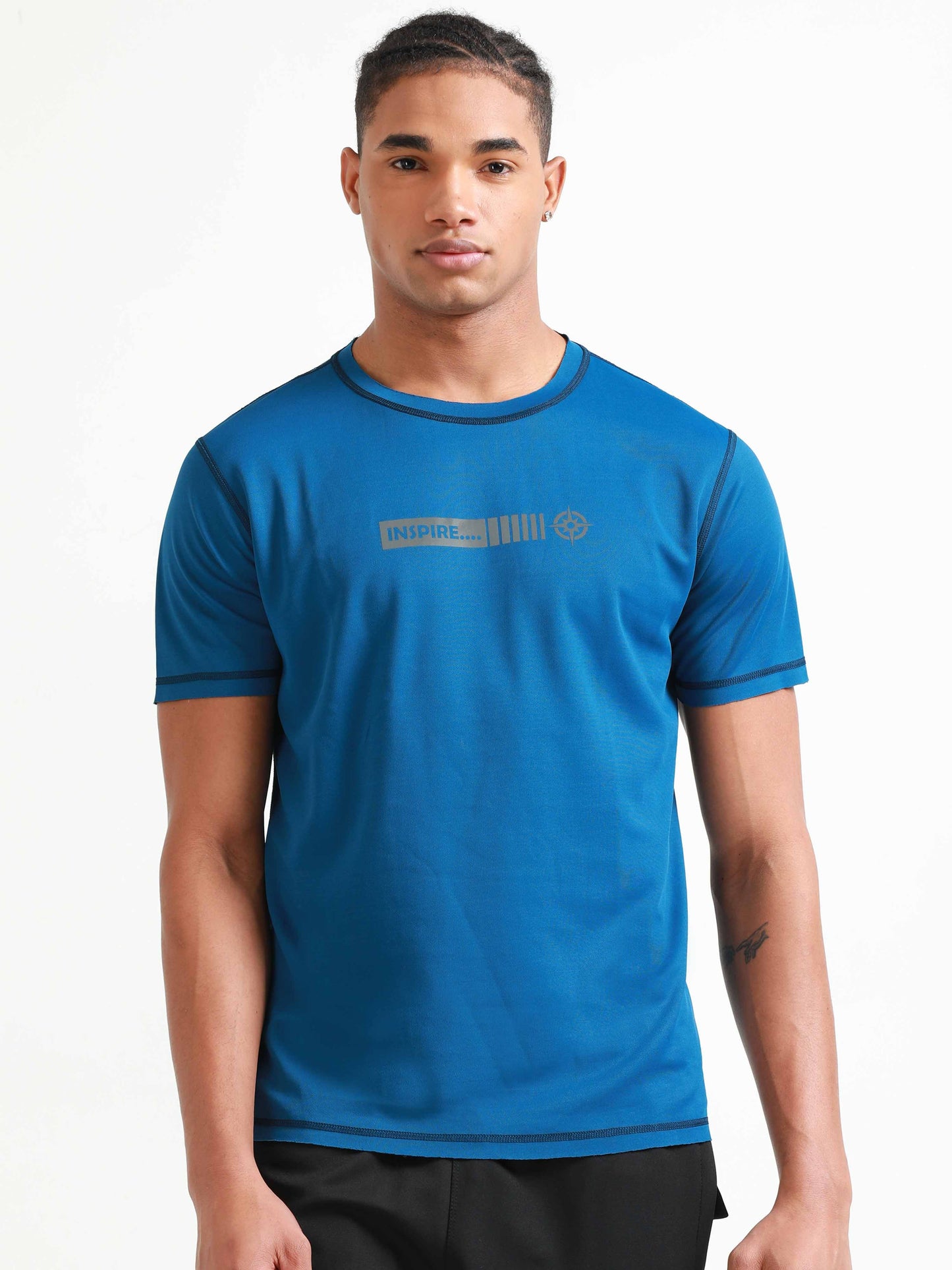 Active Crew neck chest printed reversable performance Tee