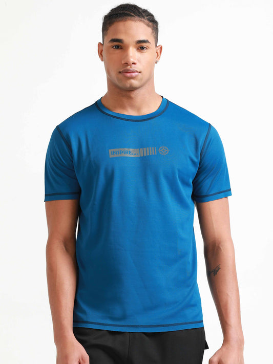 Active Crew neck chest printed reversable performance Tee