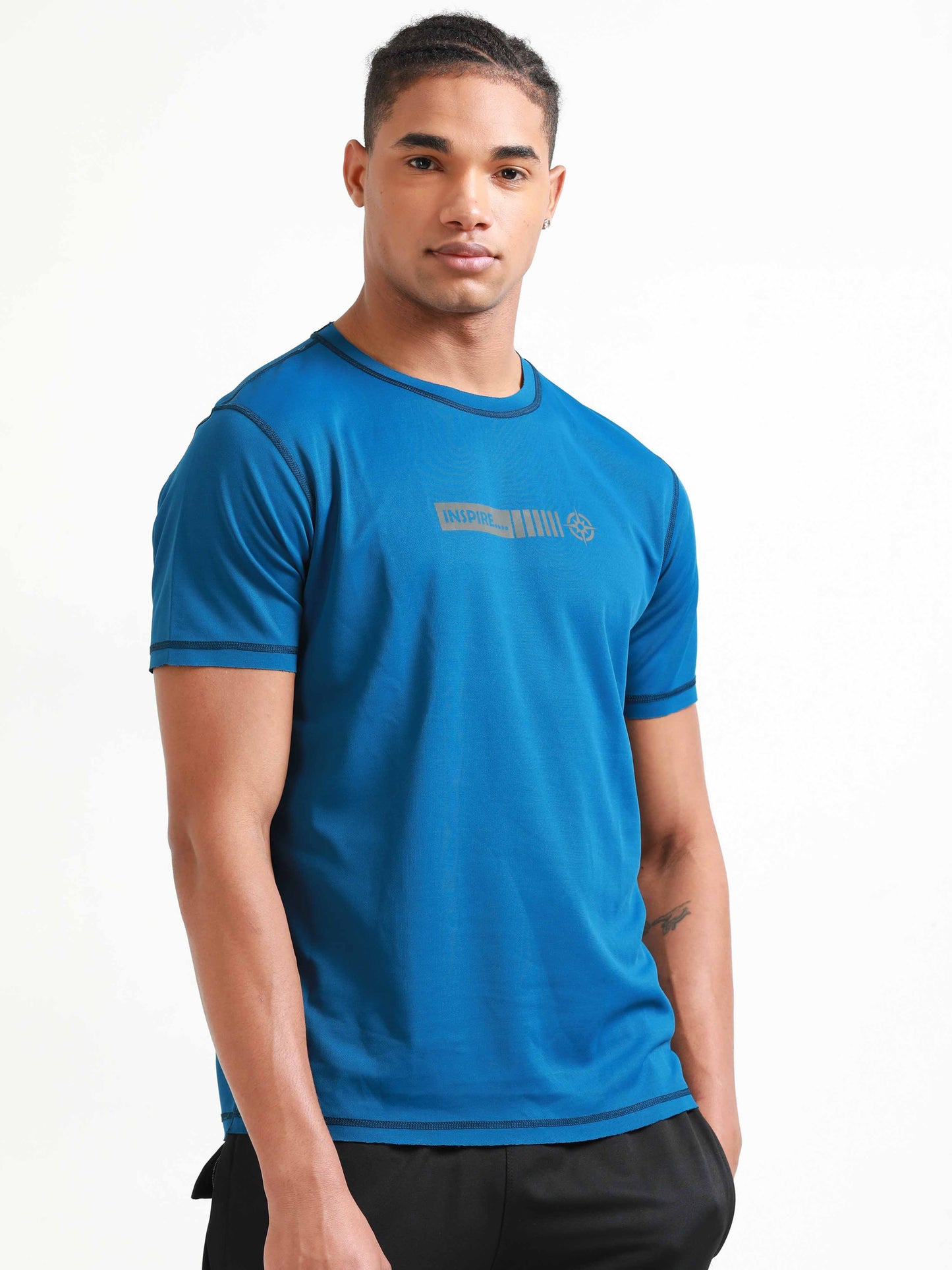 Active Crew neck chest printed reversable performance Tee