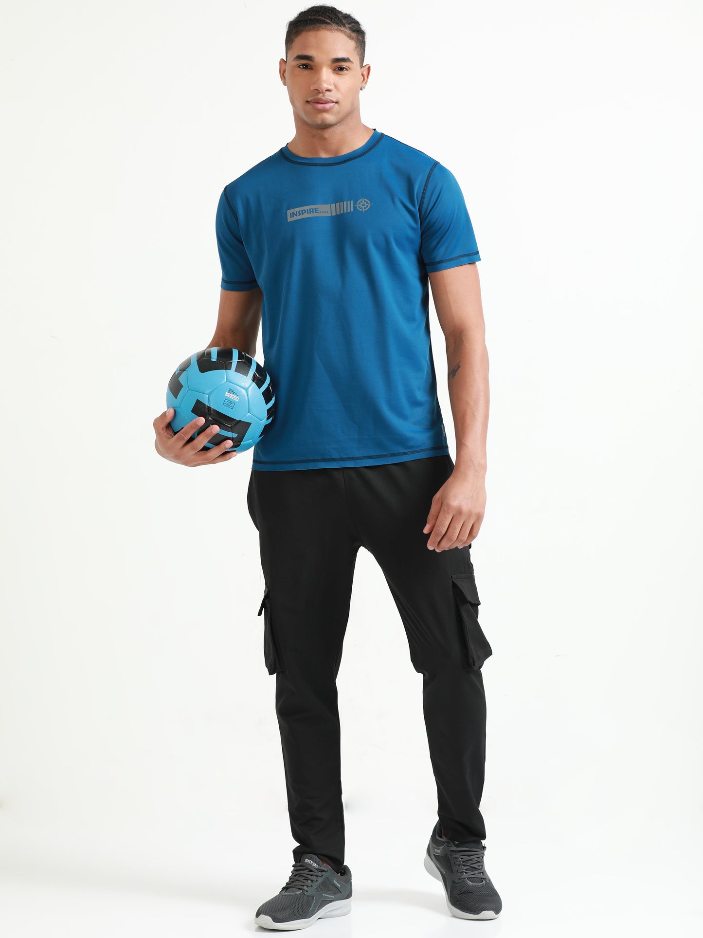 Active Crew neck chest printed reversable performance Tee