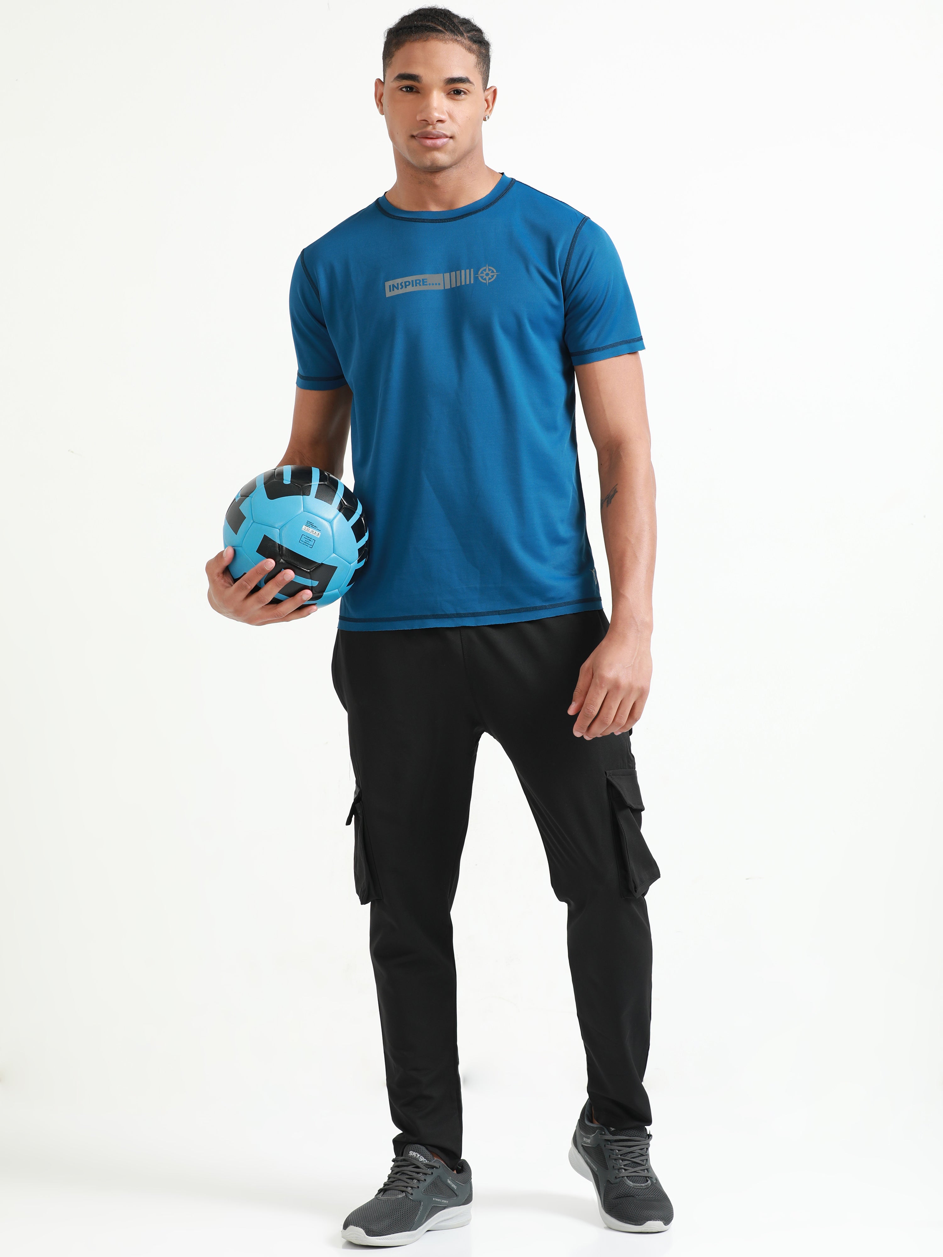 Active Crew neck chest printed reversable performance Tee