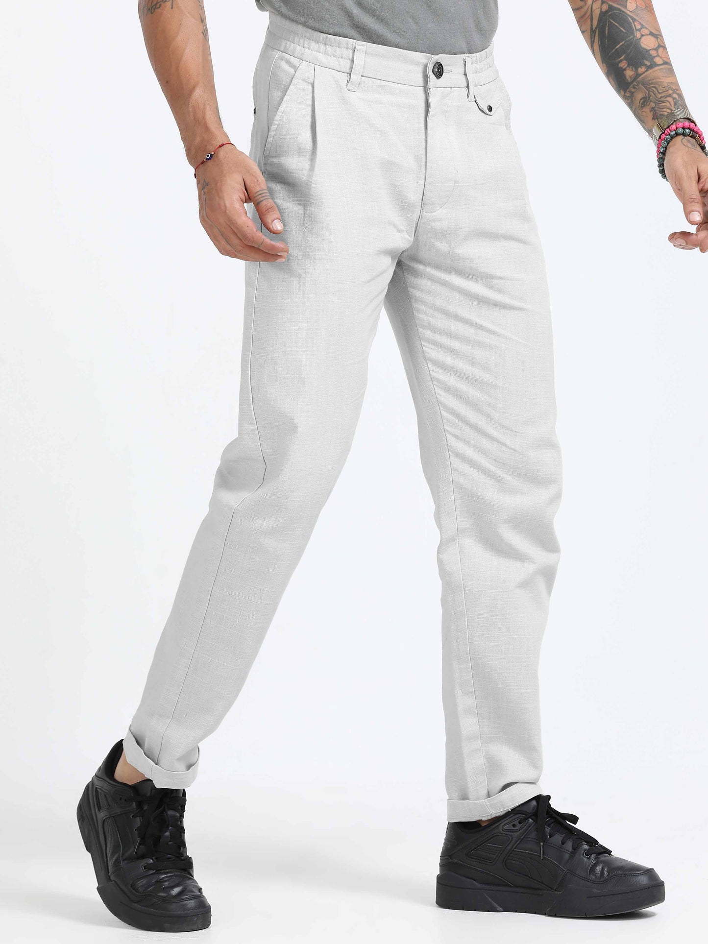 Elite Pleated Trouser - Linen Feels In Off White