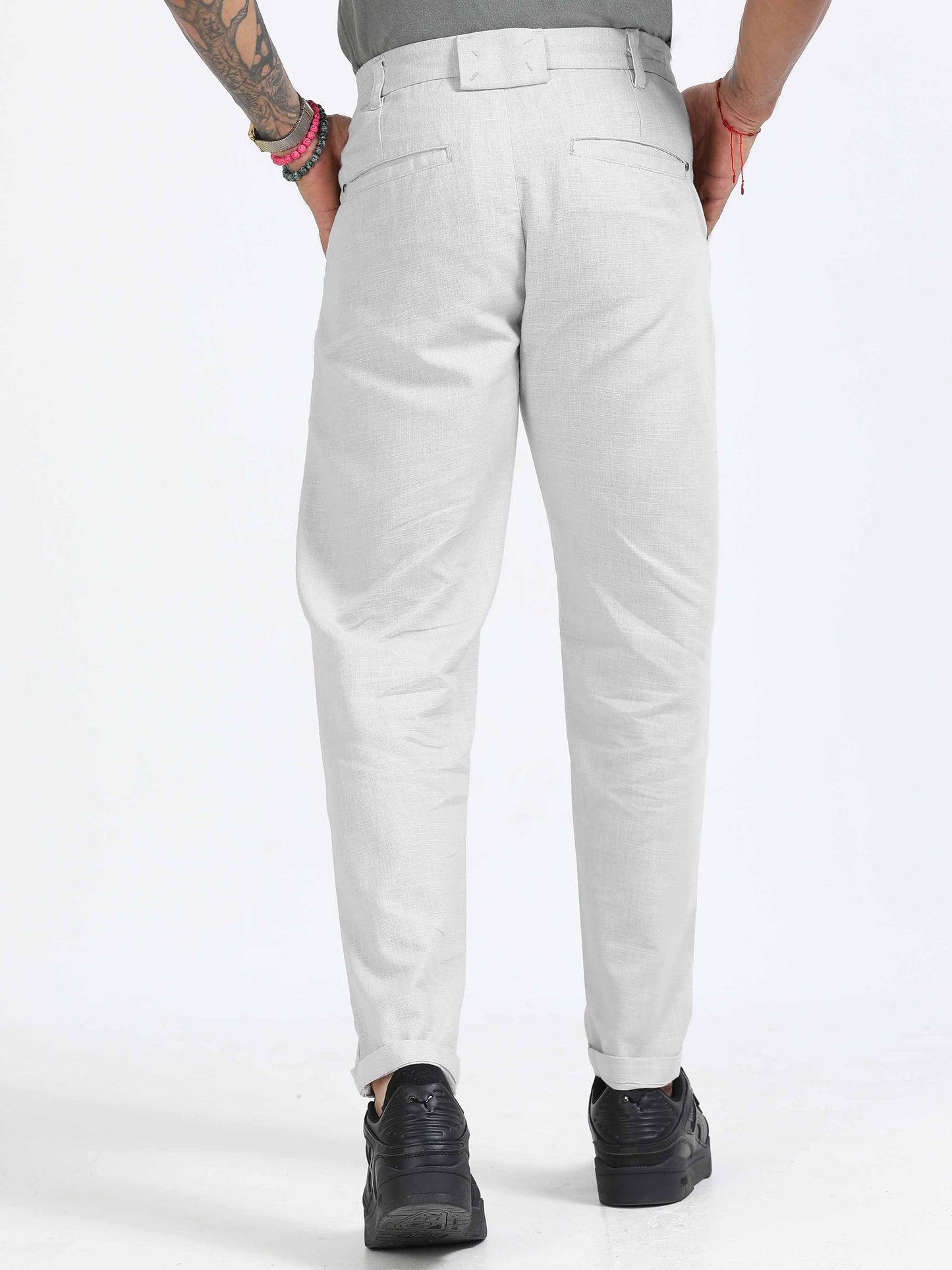 Elite Pleated Trouser - Linen Feels In Off White