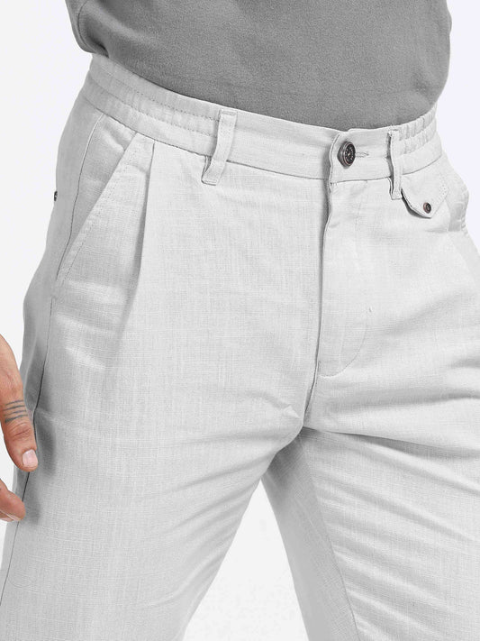 Elite Pleated Trouser - Linen Feels In Off White