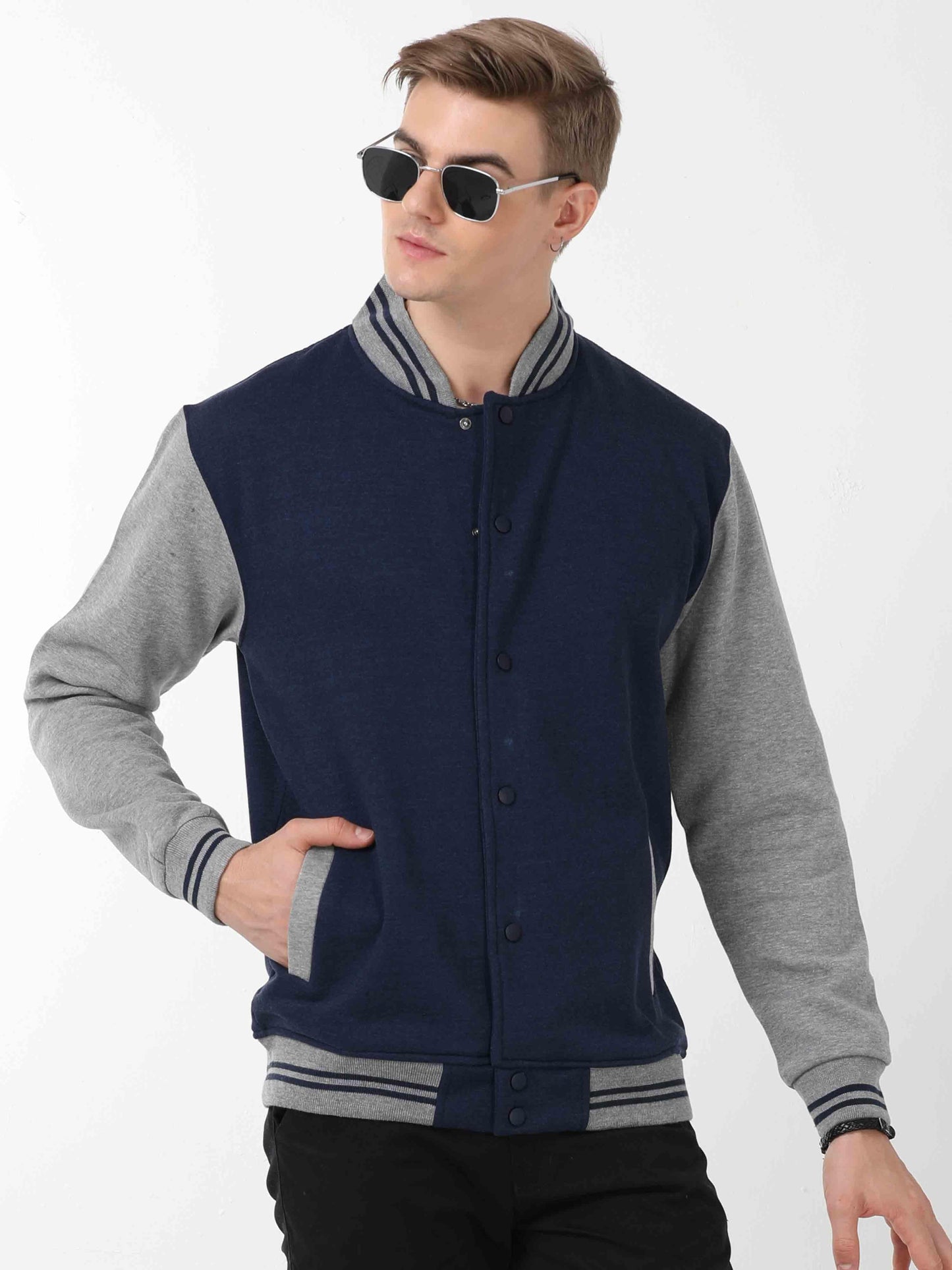 Denim Blue Varsity Jacket