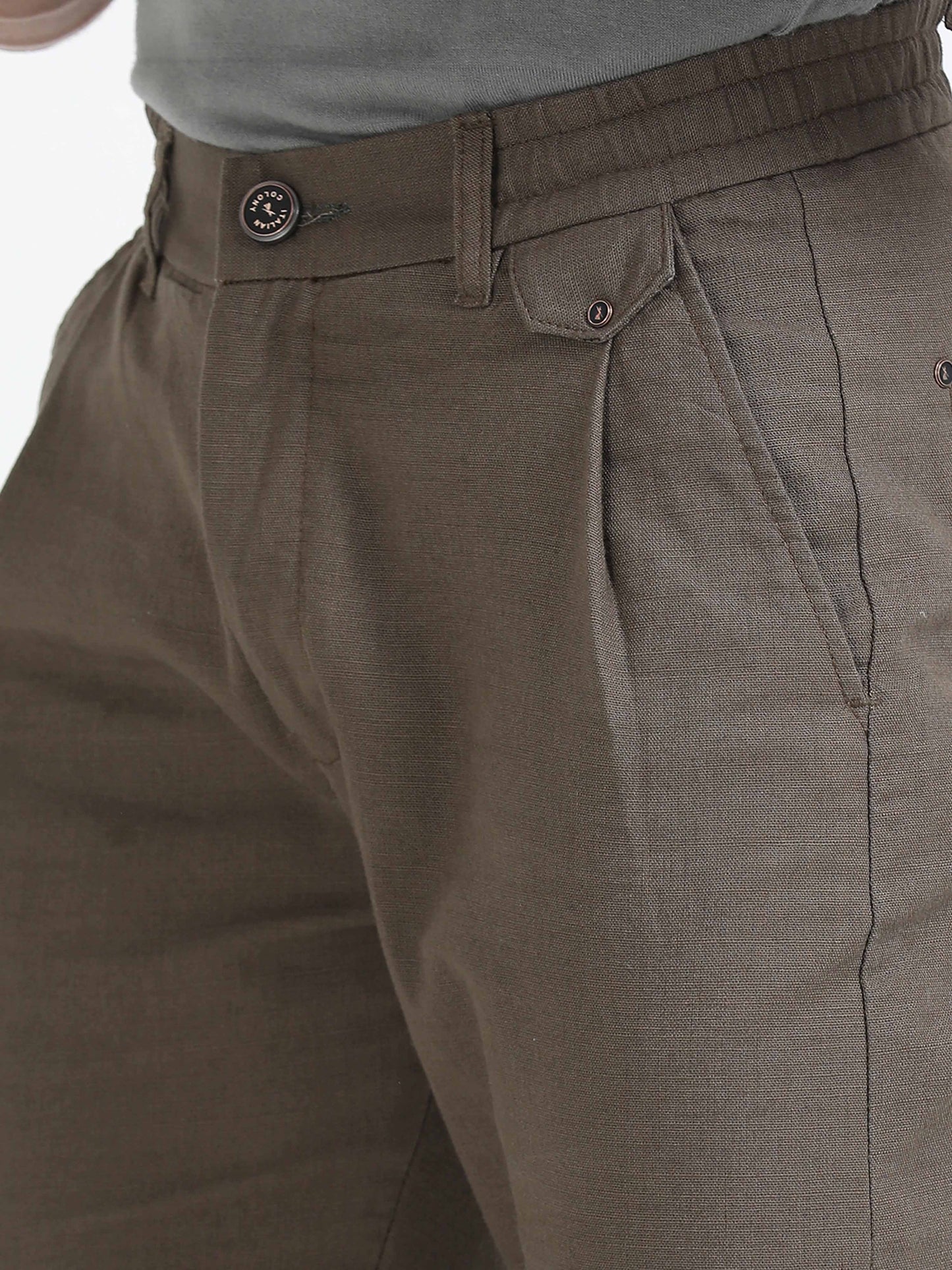 Elite Pleated Trouser - Linen Feels In Brown