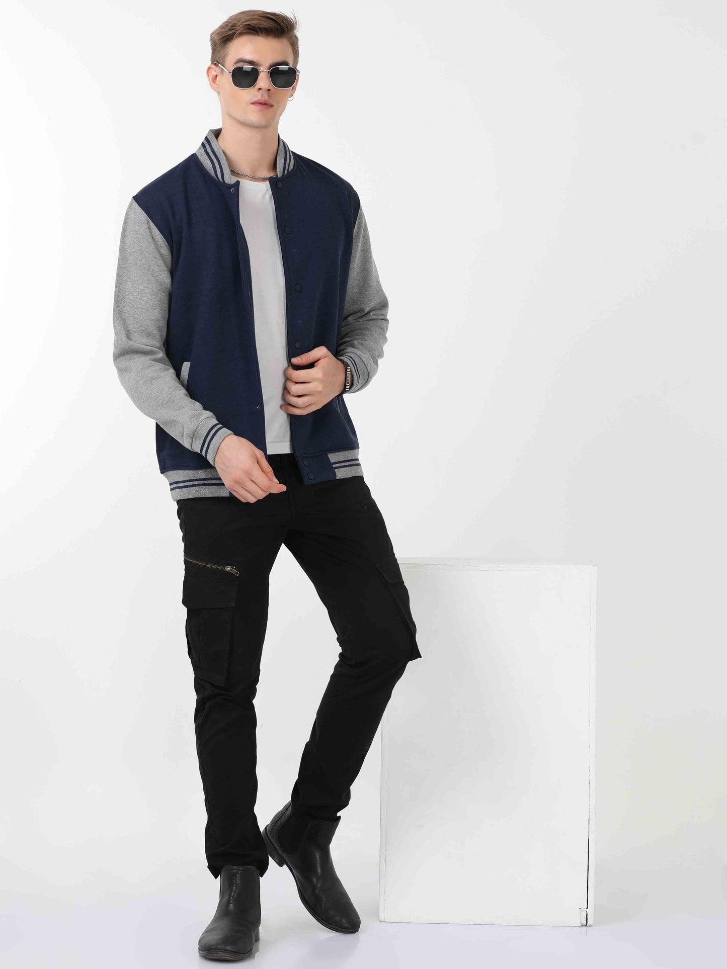 Denim Blue Varsity Jacket