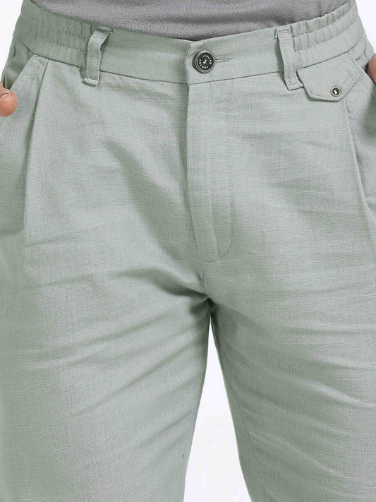Elite Pleated Trouser - Linen Feels In Pistachio