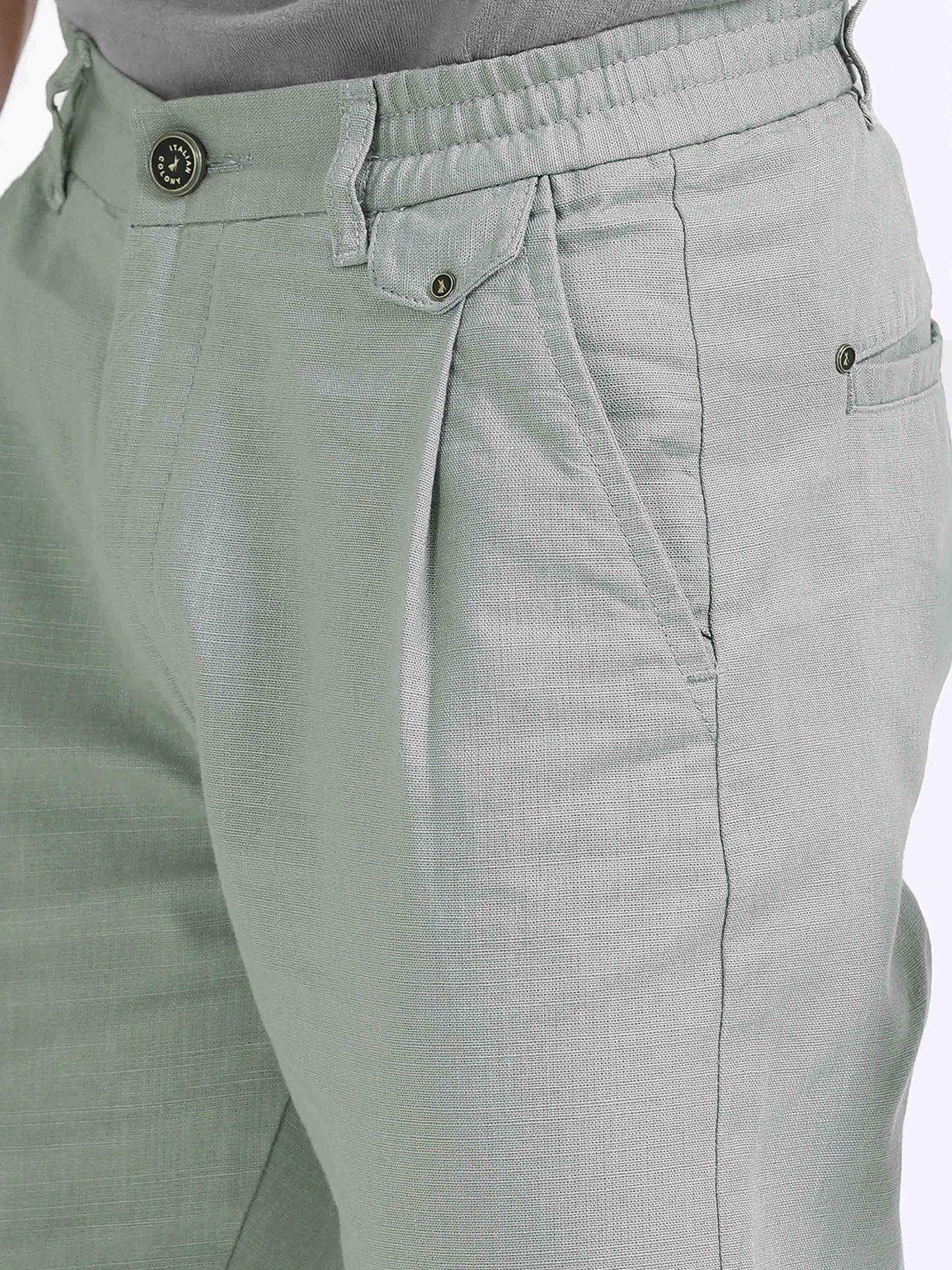 Elite Pleated Trouser - Linen Feels In Pistachio