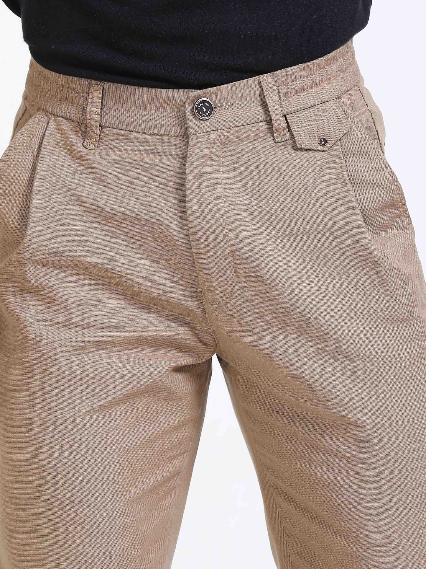 Elite Pleated Trouser - Linen Feels In Khaki