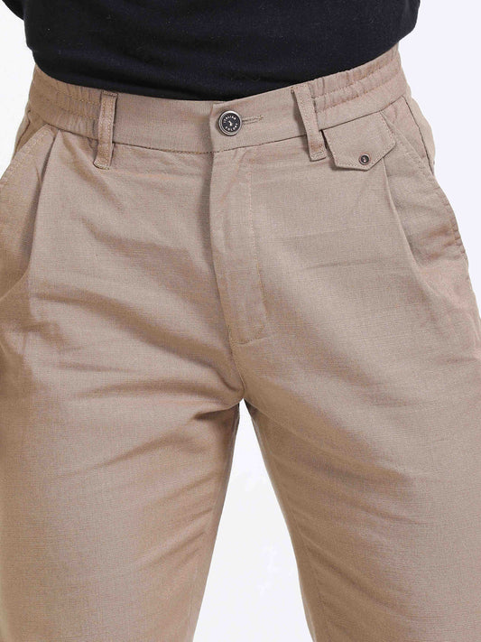 Elite Pleated Trouser - Linen Feels In Khaki