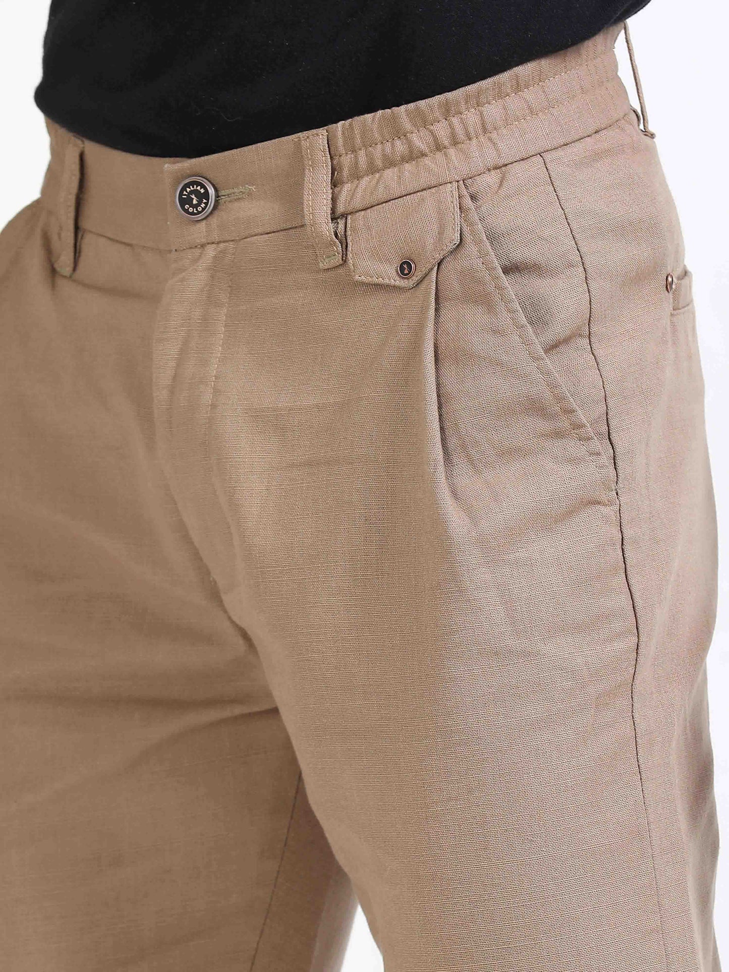Elite Pleated Trouser - Linen Feels In Khaki