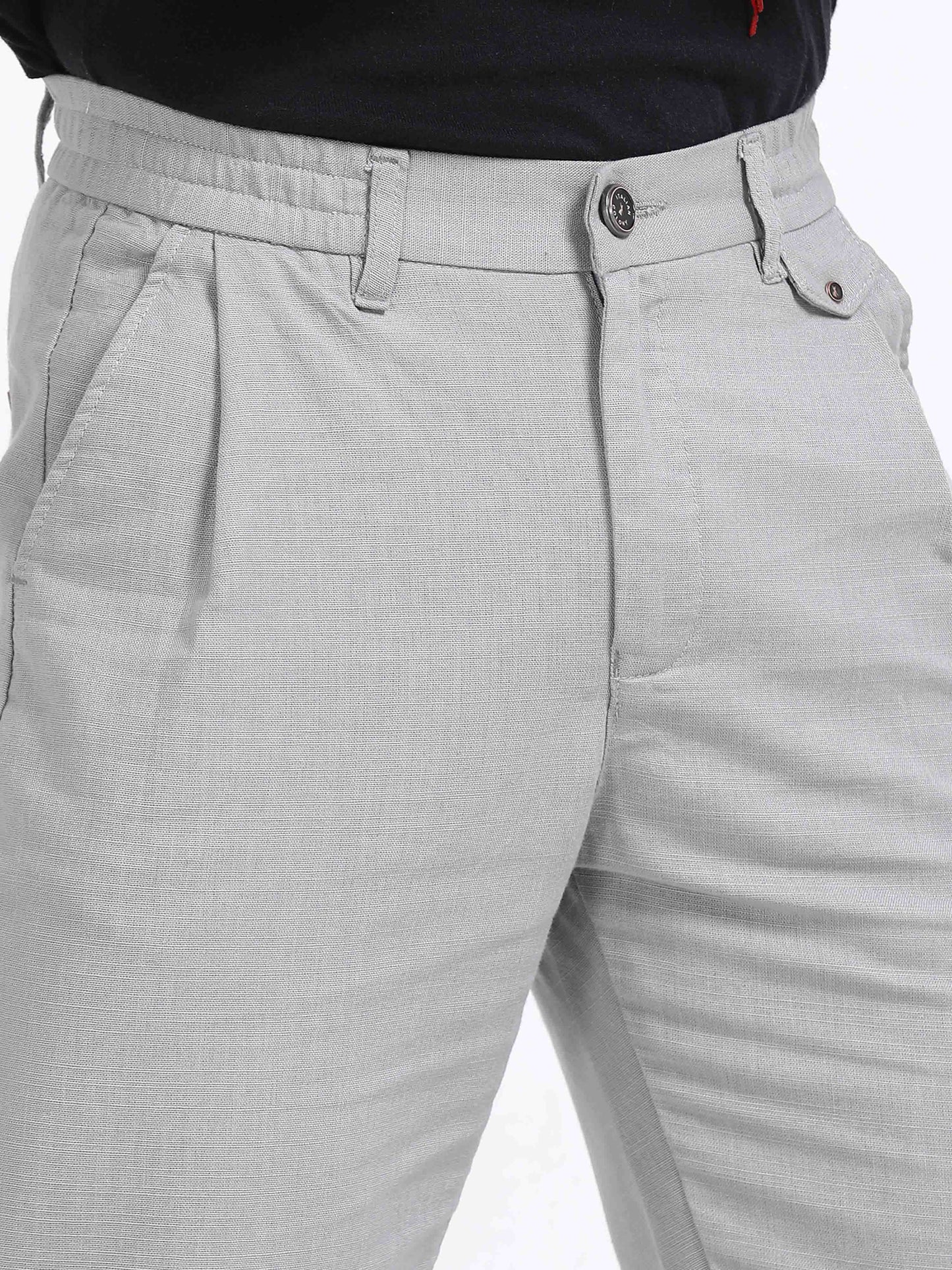 Elite Pleated Trouser - Linen Feels In Light Grey