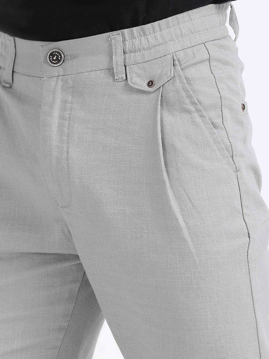 Elite Pleated Trouser - Linen Feels In Light Grey