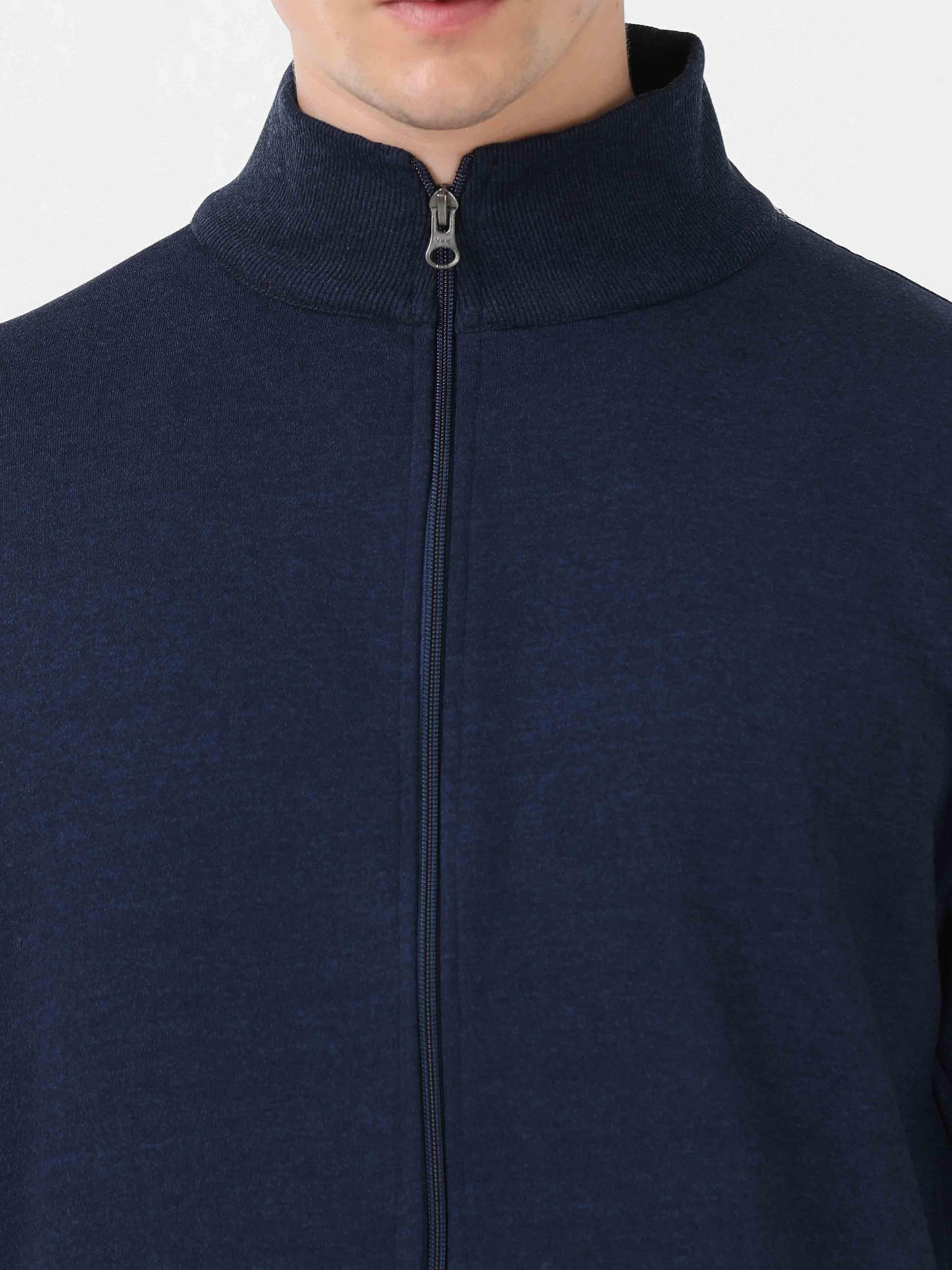 Denim Melange High Neck Sweatshirt