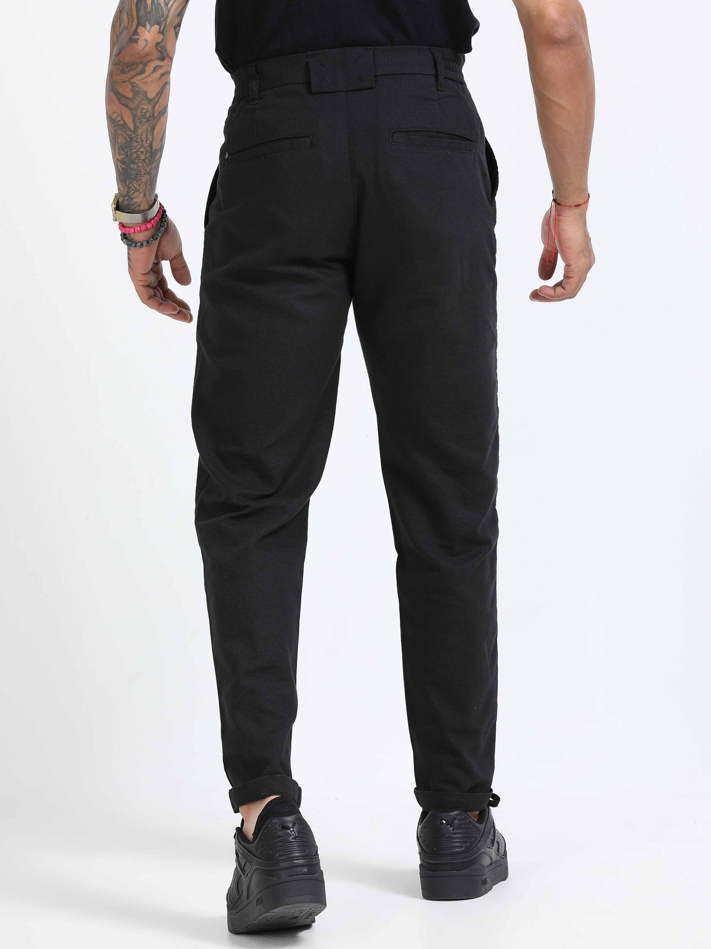 Elite Pleated Trouser - Linen Feels In Black