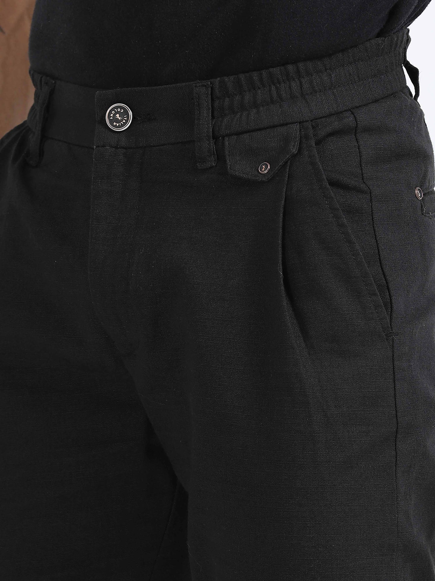 Elite Pleated Trouser - Linen Feels In Black