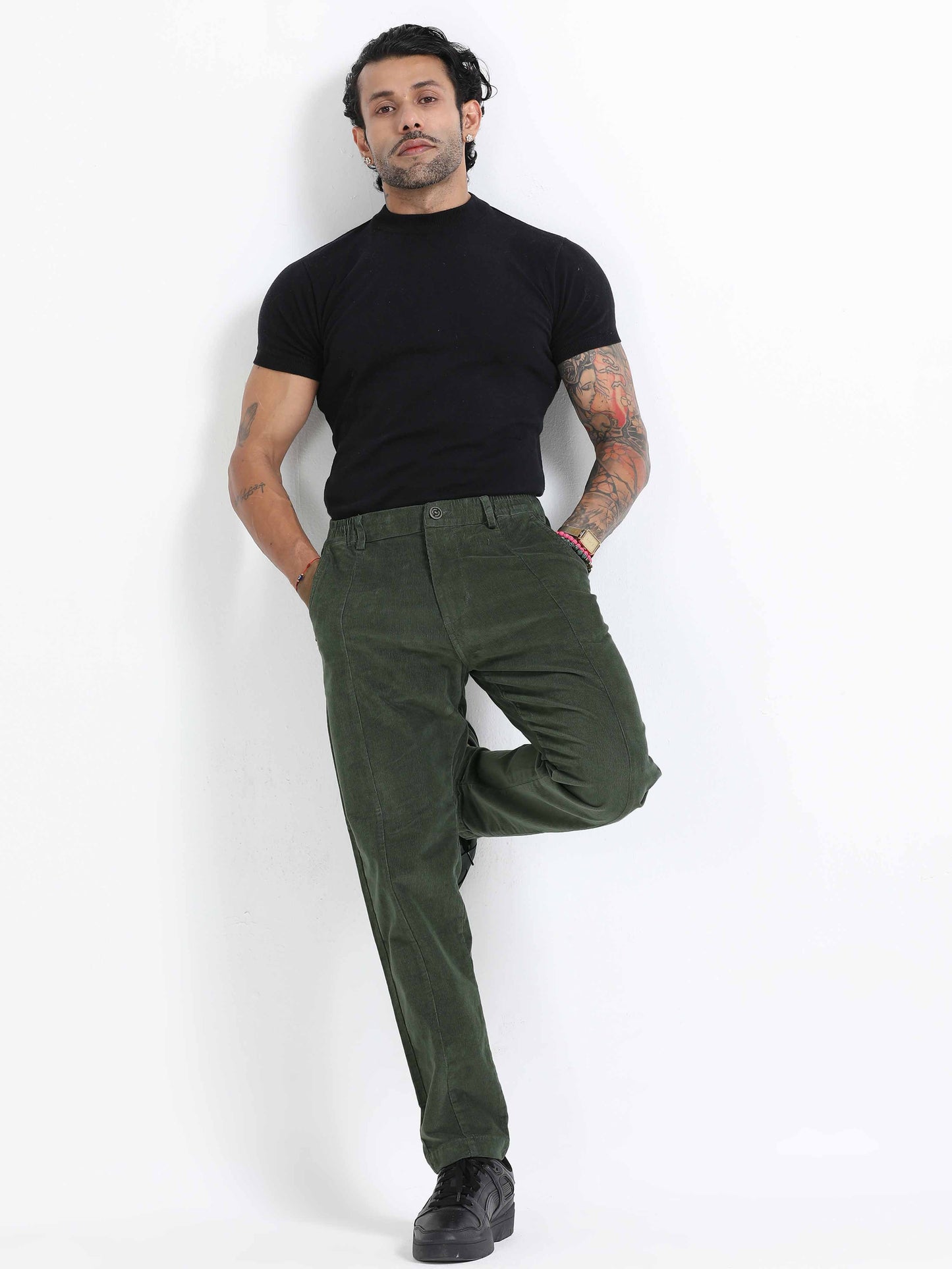 Premium Corduroy Pant In Olive