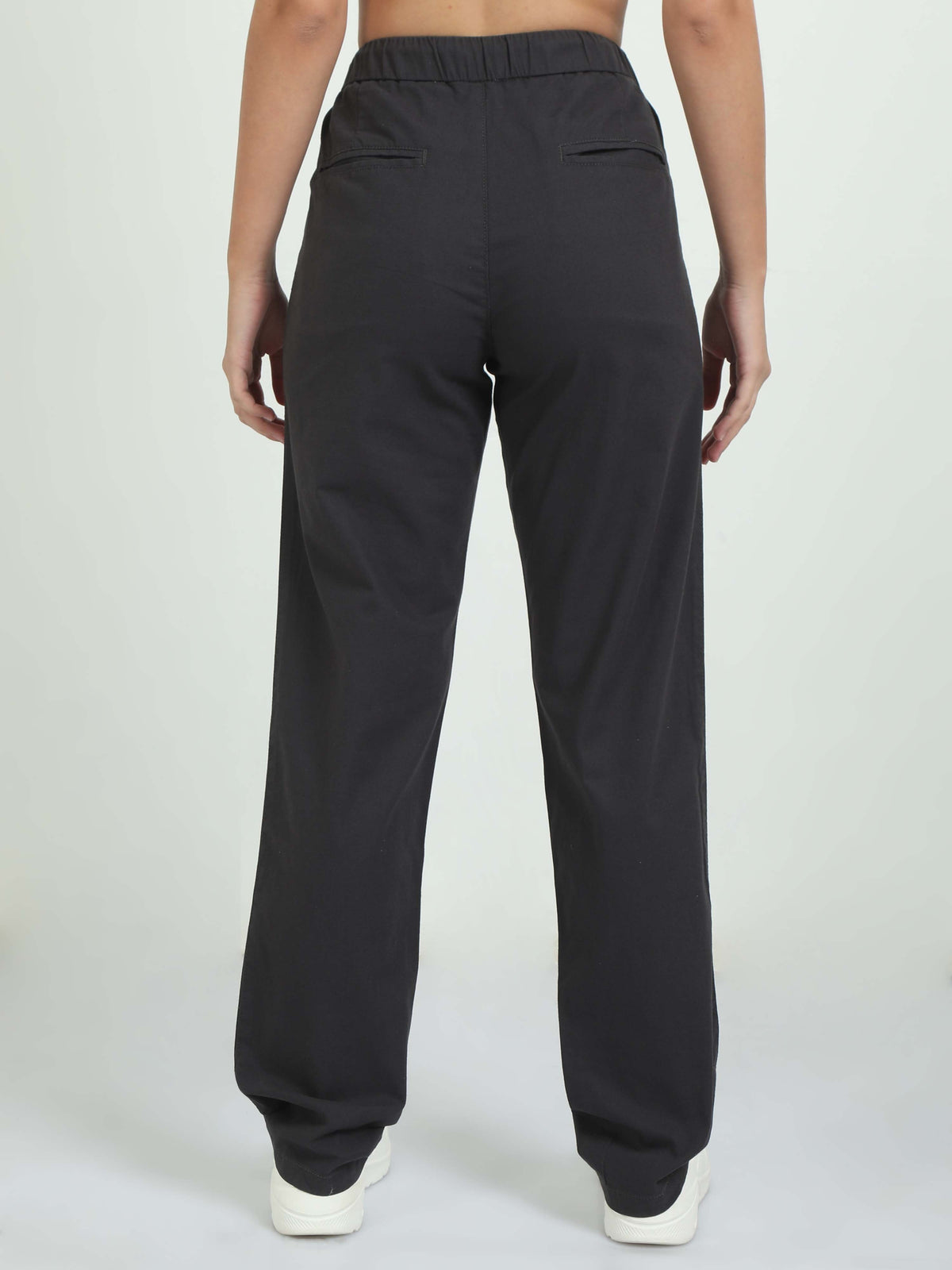 Women Lazy Linen Pleat Pant-Dk Grey