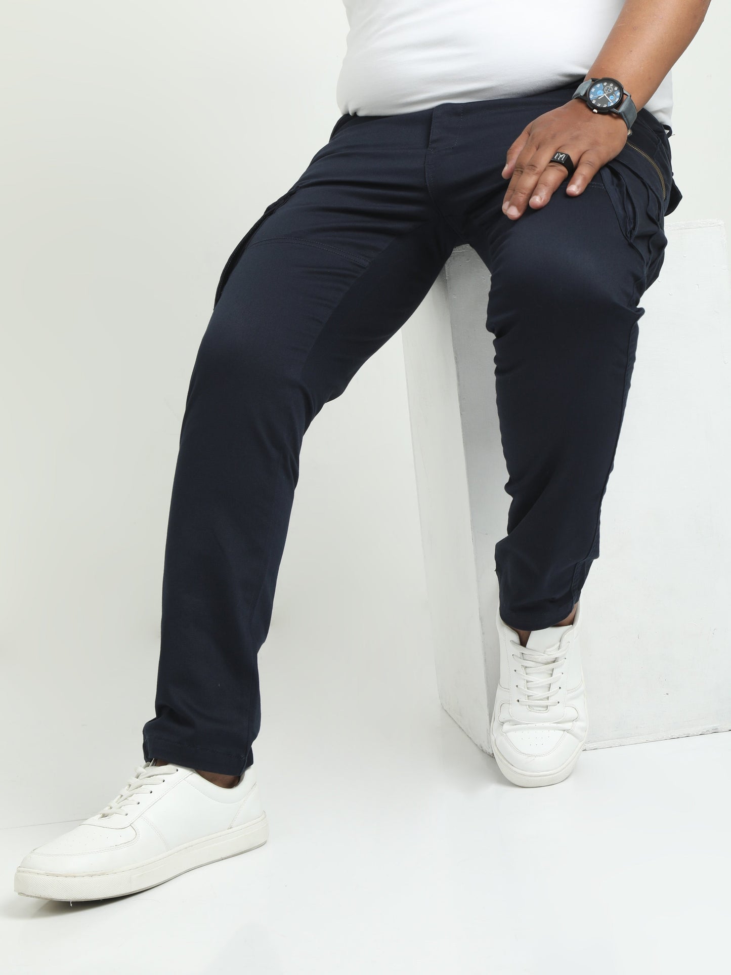 Men Plus Vintage Utility Cargo-Navy
