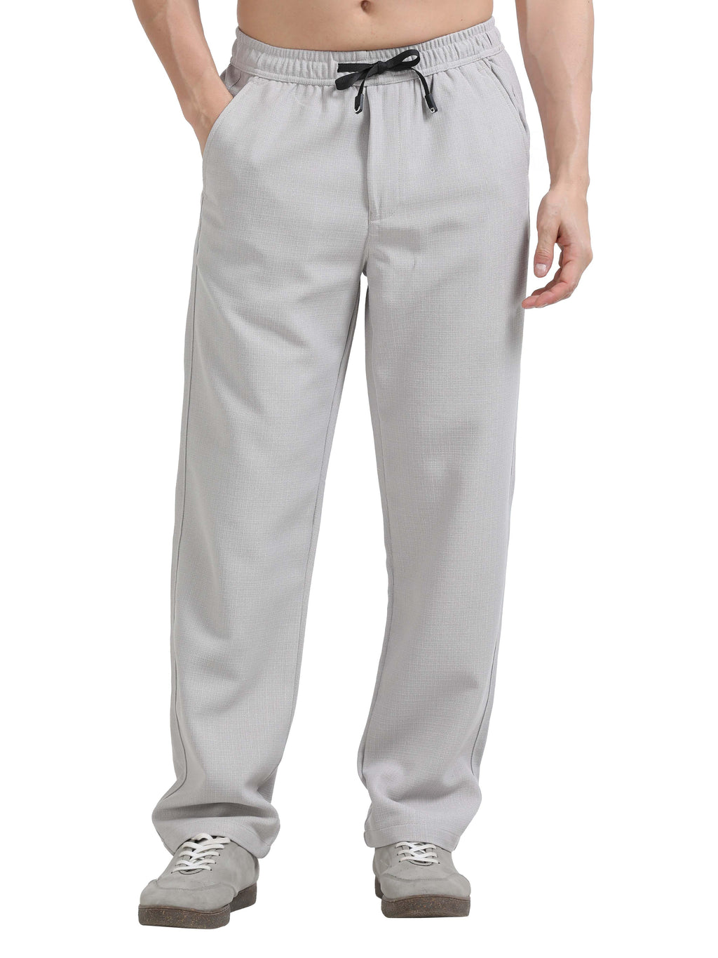 Men Lazy Linen Traveler Trouser-Stone