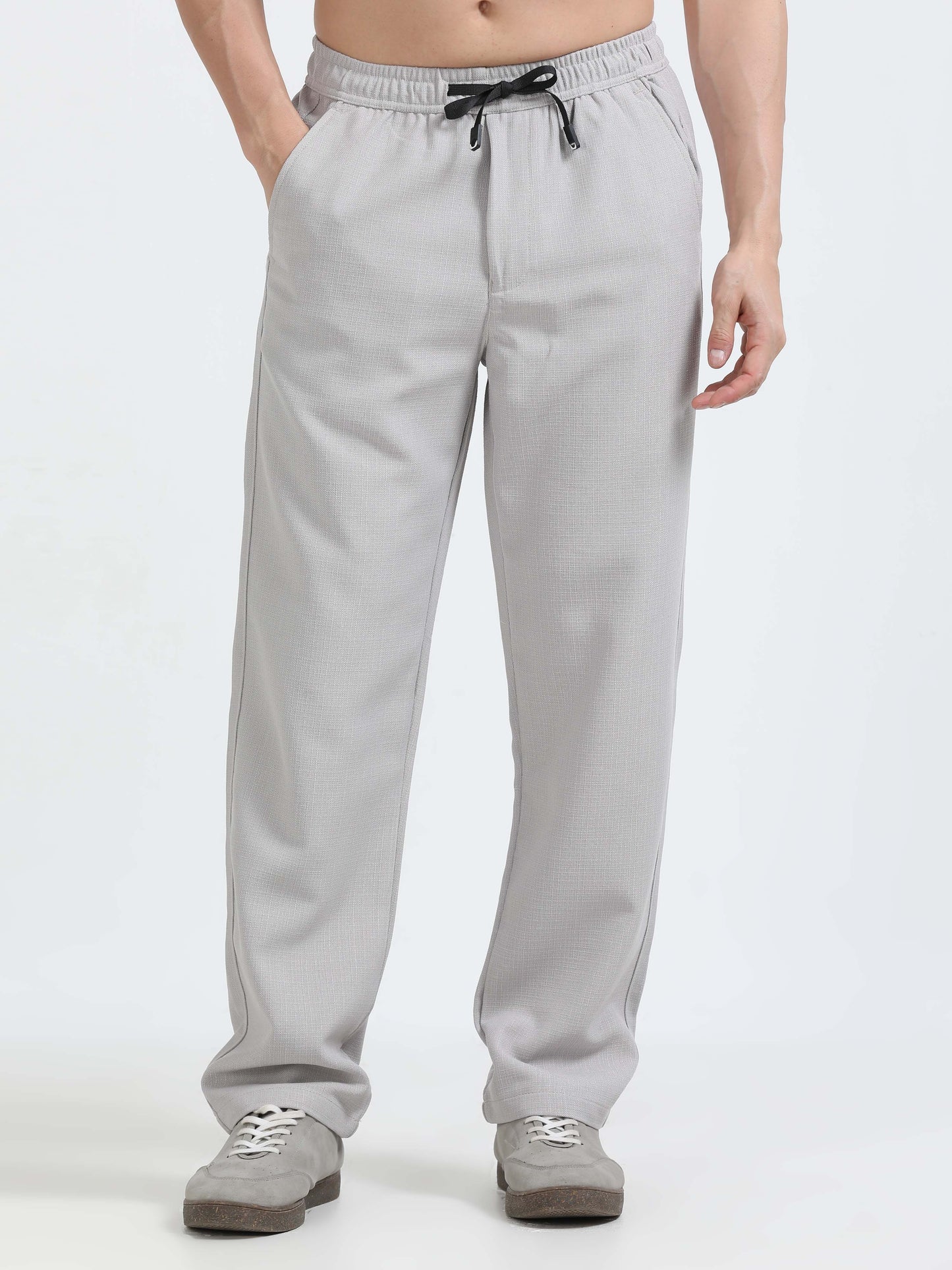Men Lazy Linen Traveler Trouser-Stone