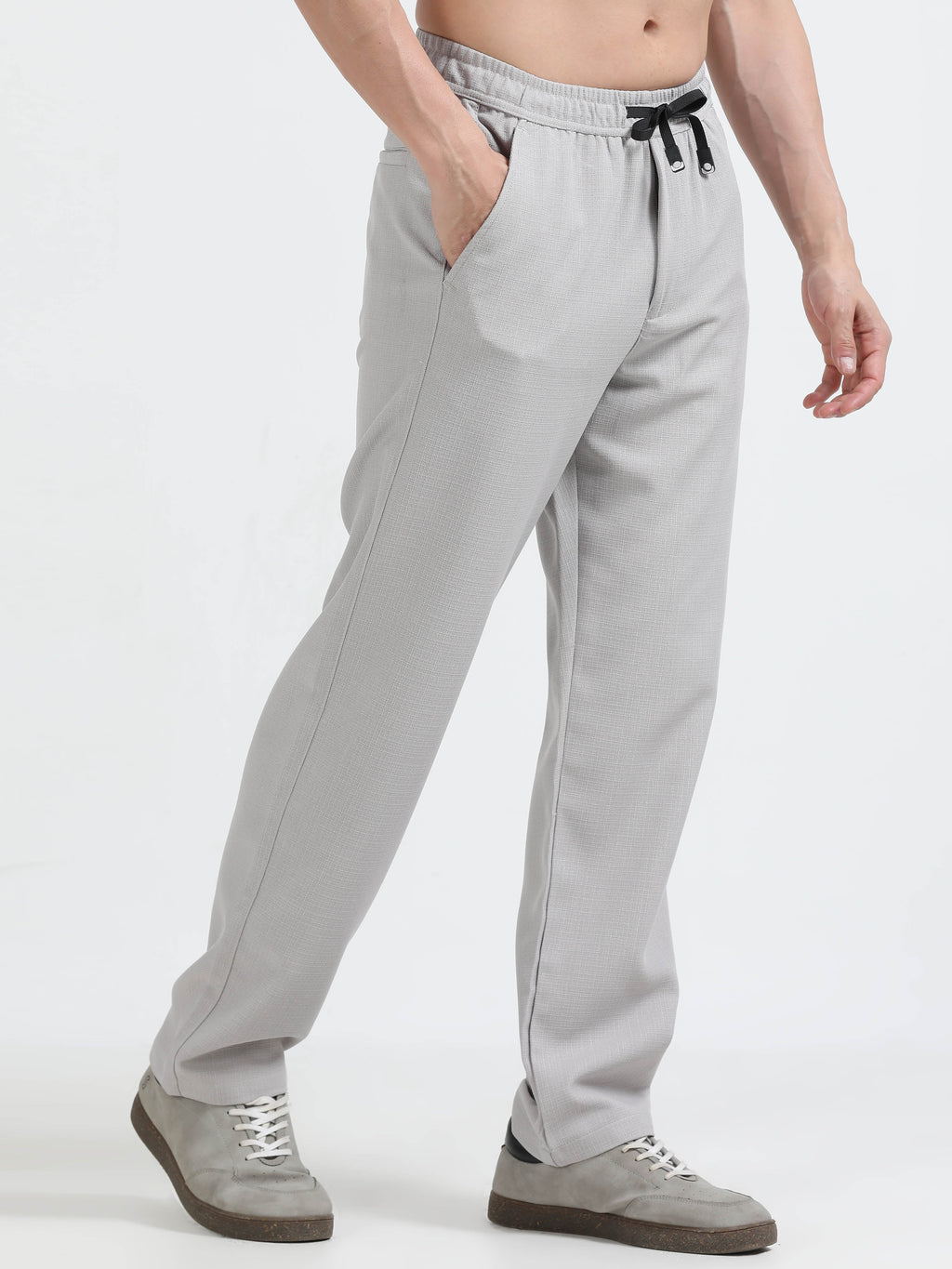 Men Lazy Linen Traveler Trouser-Stone