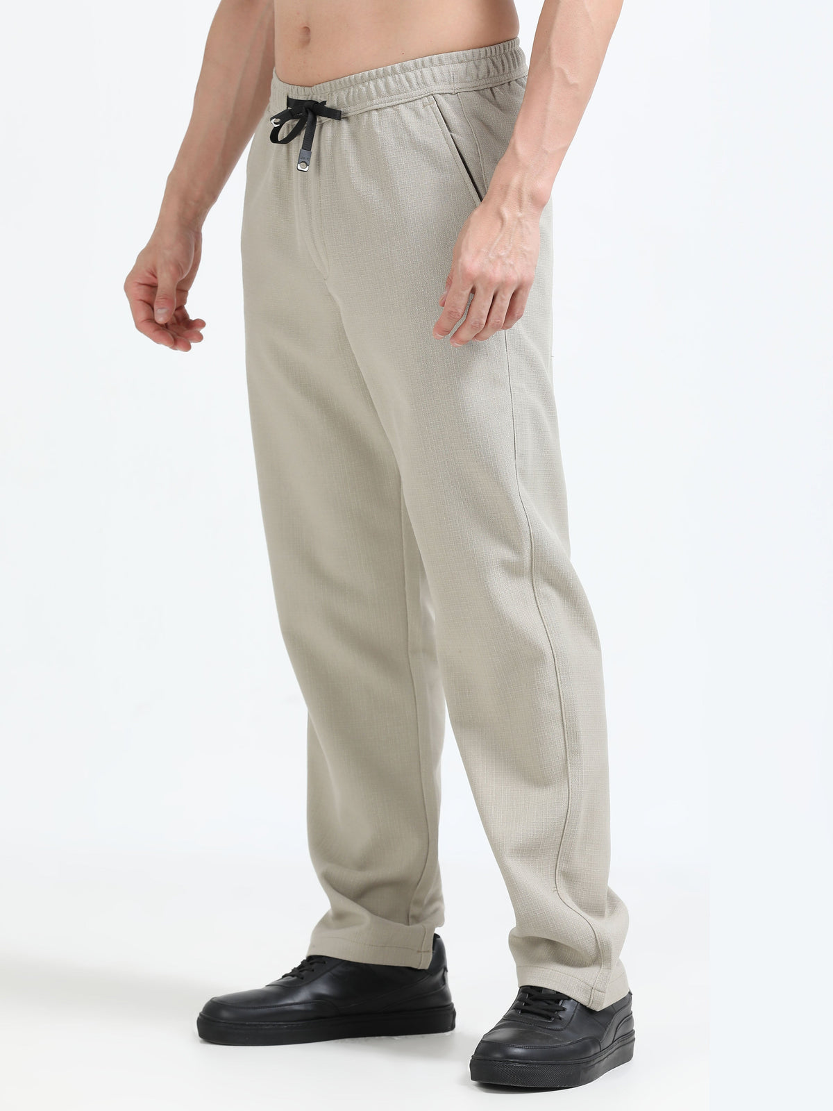Men Lazy Linen Traveler Trouser-Beige