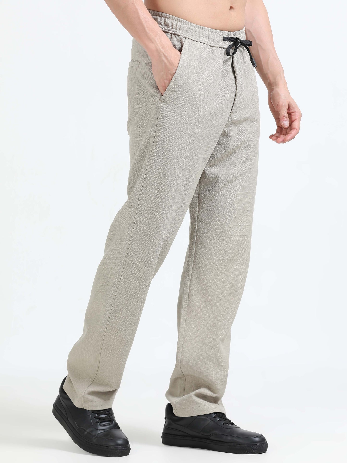 Men Lazy Linen Traveler Trouser-Beige