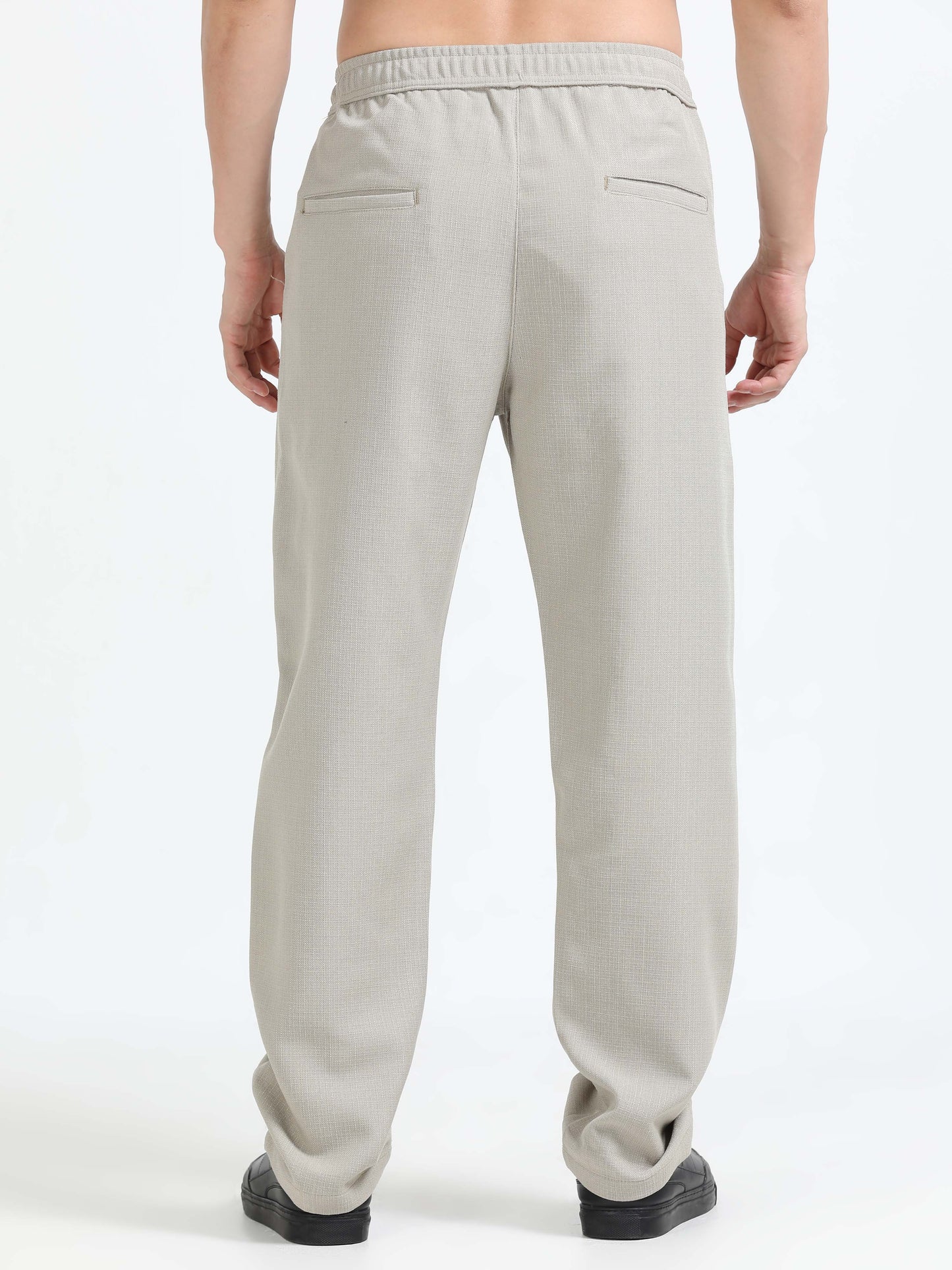 Men Lazy Linen Traveler Trouser-Beige