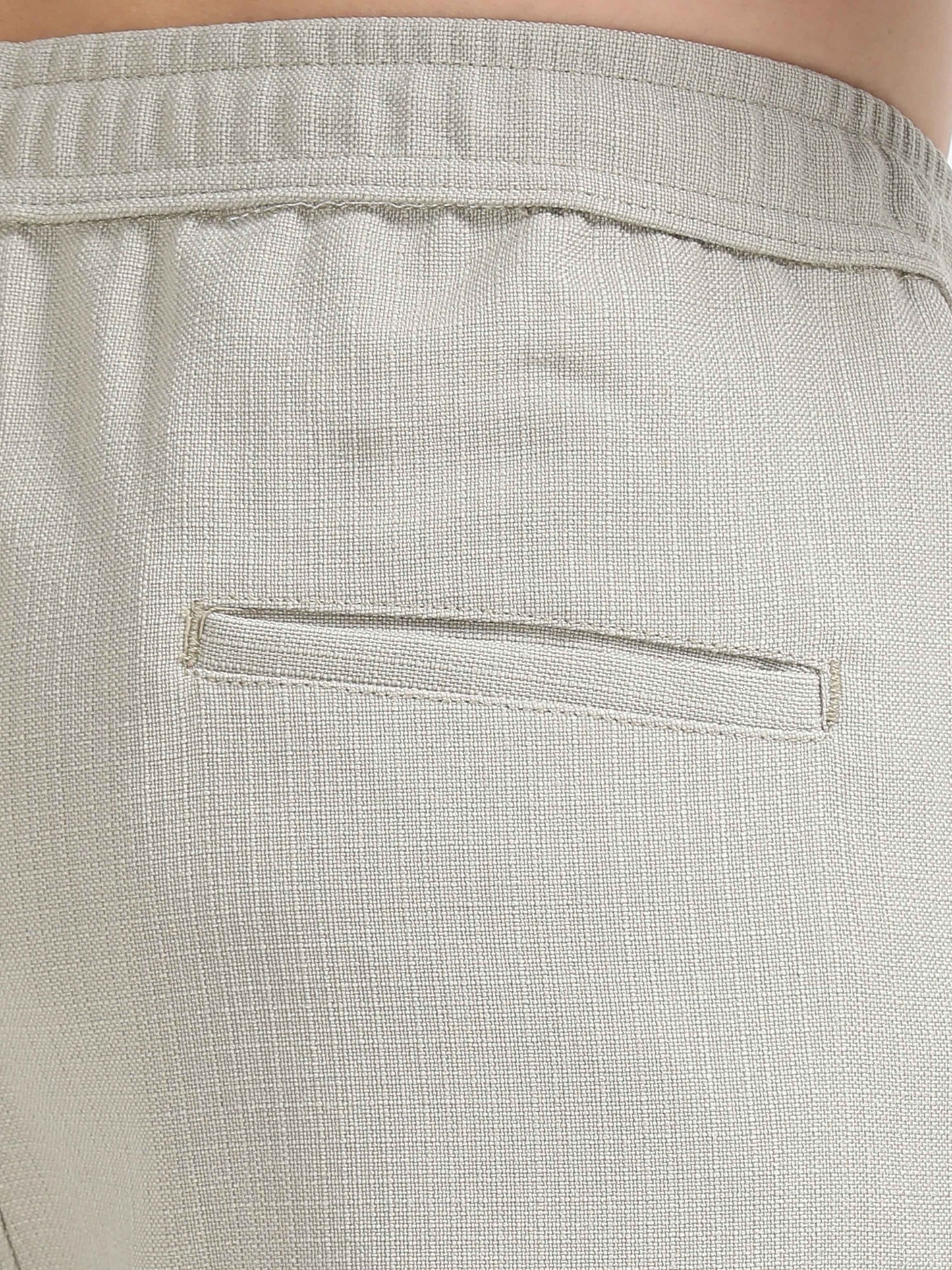 Men Lazy Linen Traveler Trouser-Beige