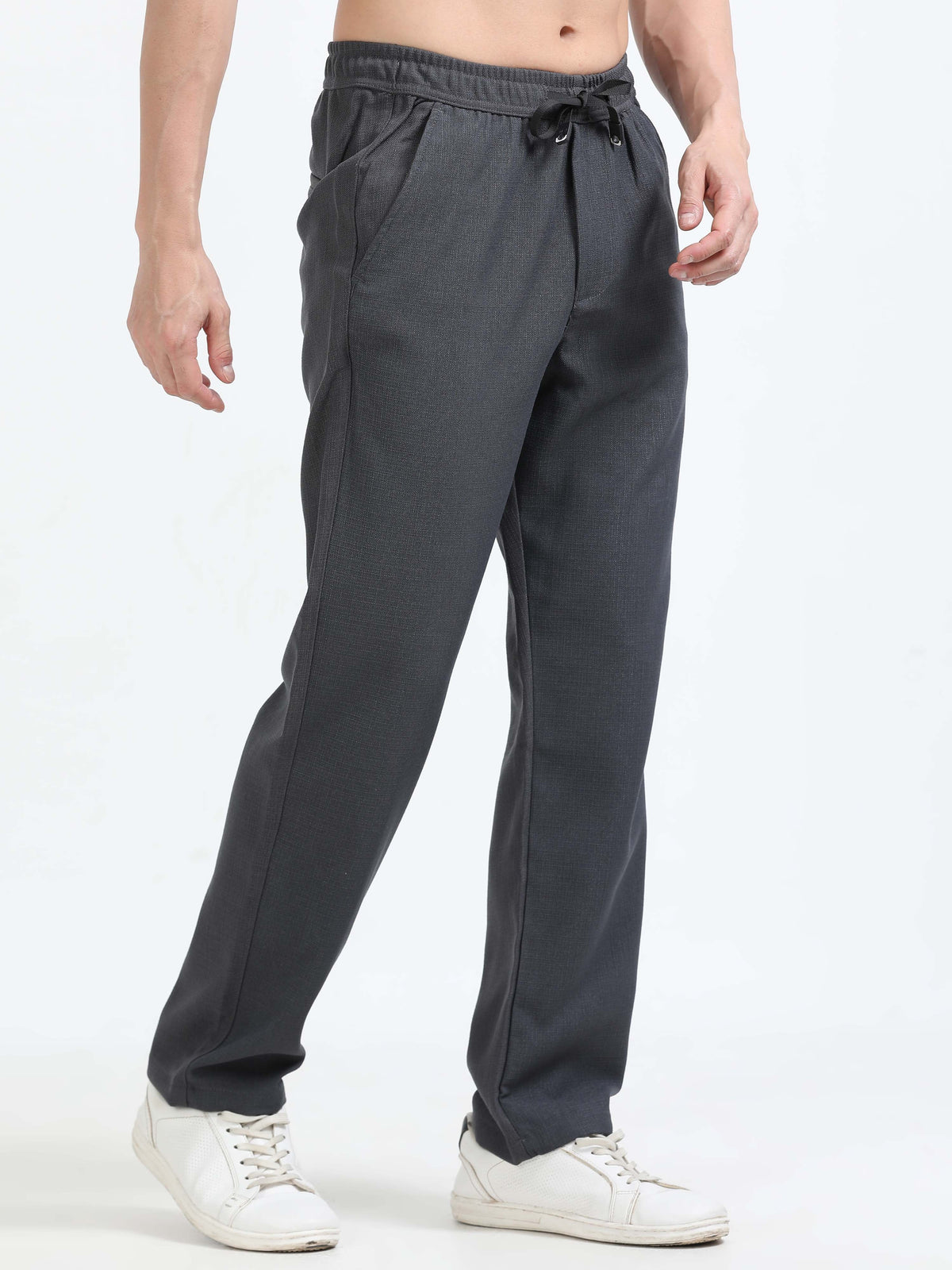Men Lazy Linen Traveller Trouser-Grey