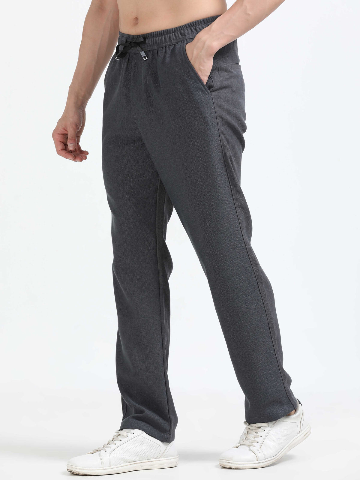 Men Lazy Linen Traveller Trouser-Grey