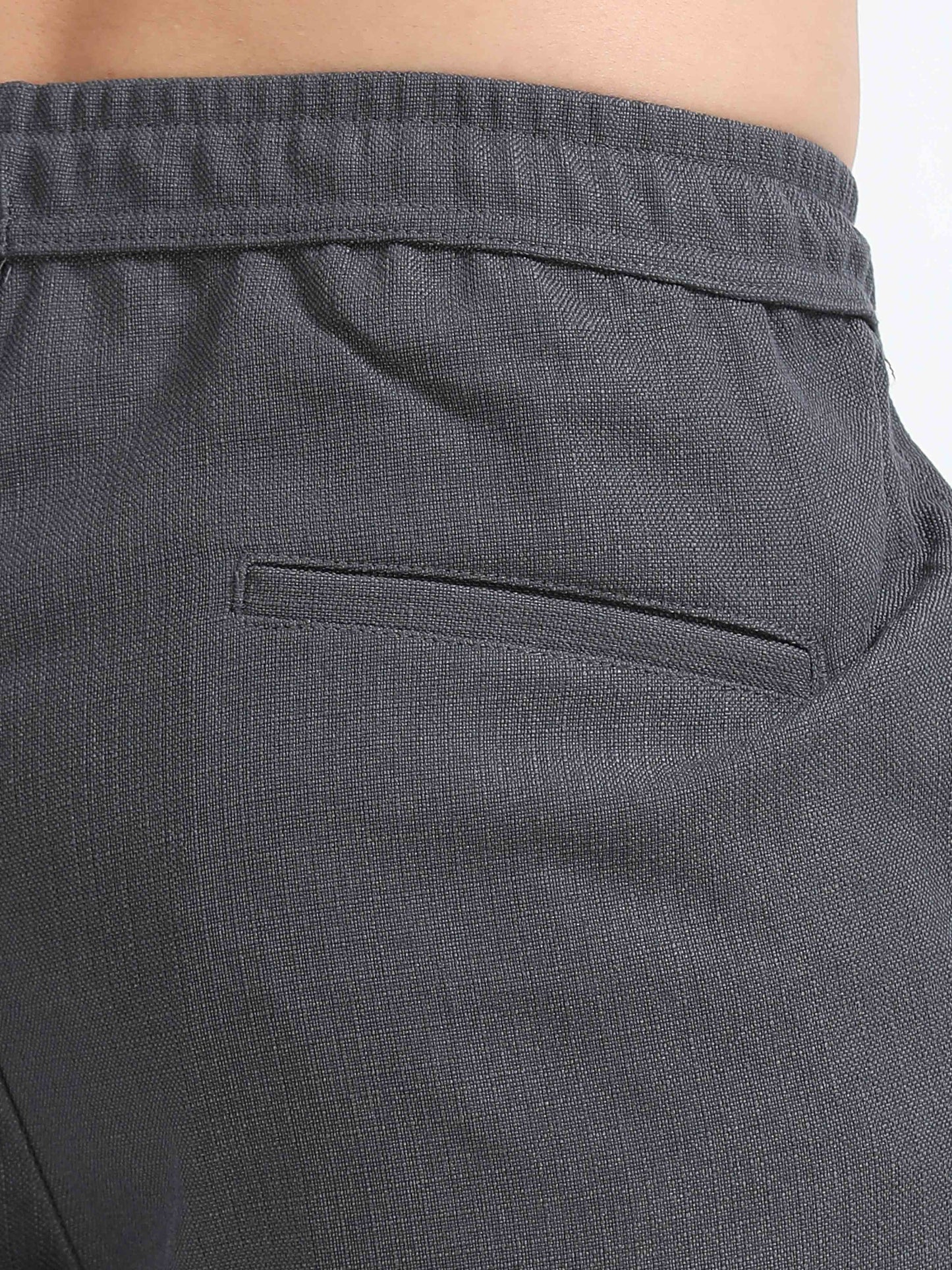 Men Lazy Linen Traveller Trouser-Grey